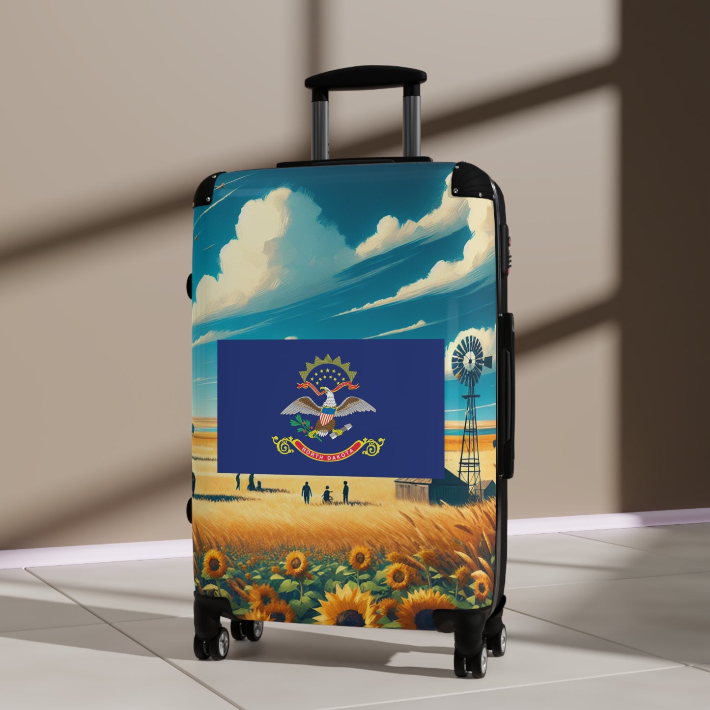 North Dakota Usa State Flags Luggage Bag Rolling Suitcase Spinner