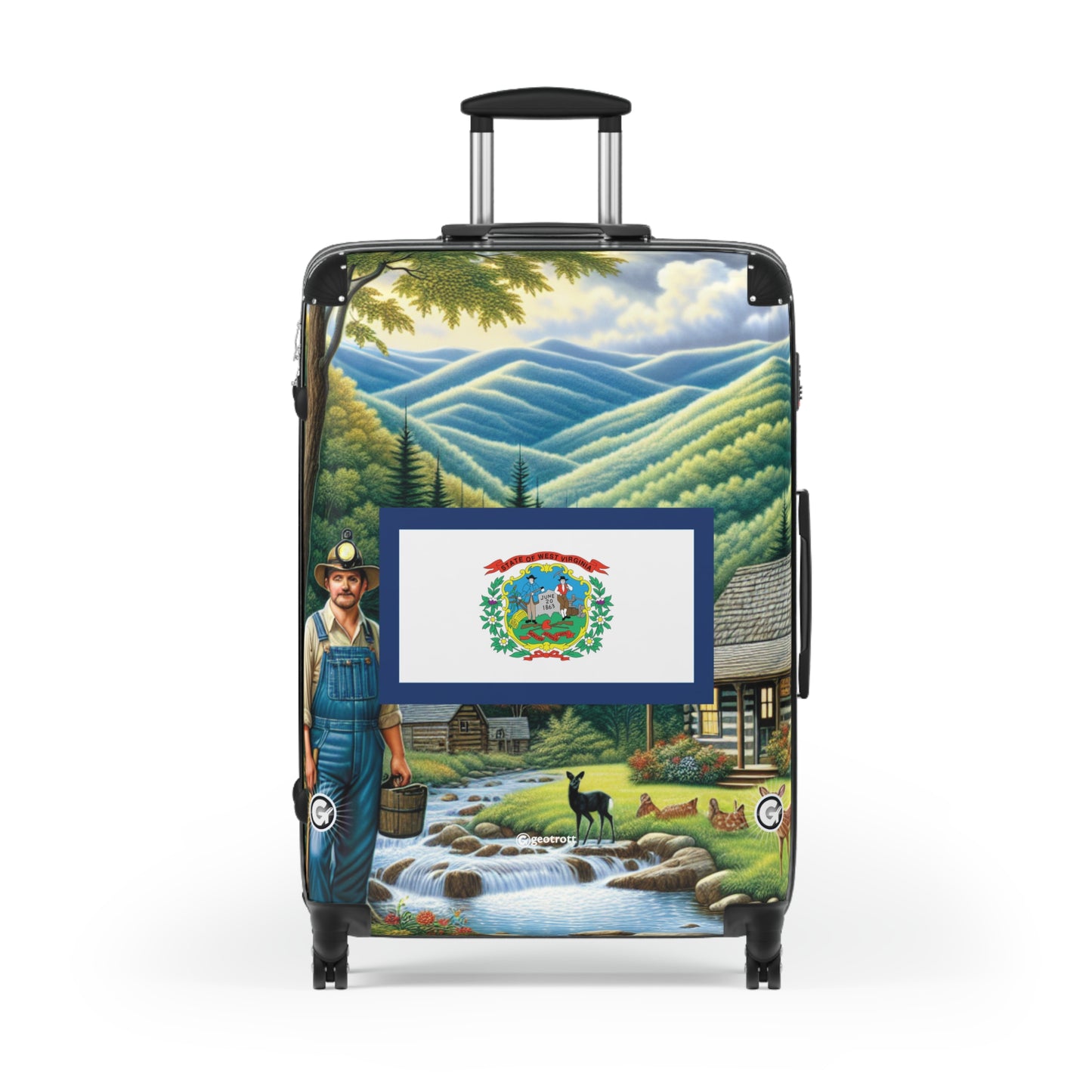 West Virginia USA STATE FLAGS Luggage Bag Rolling Suitcase Spinner