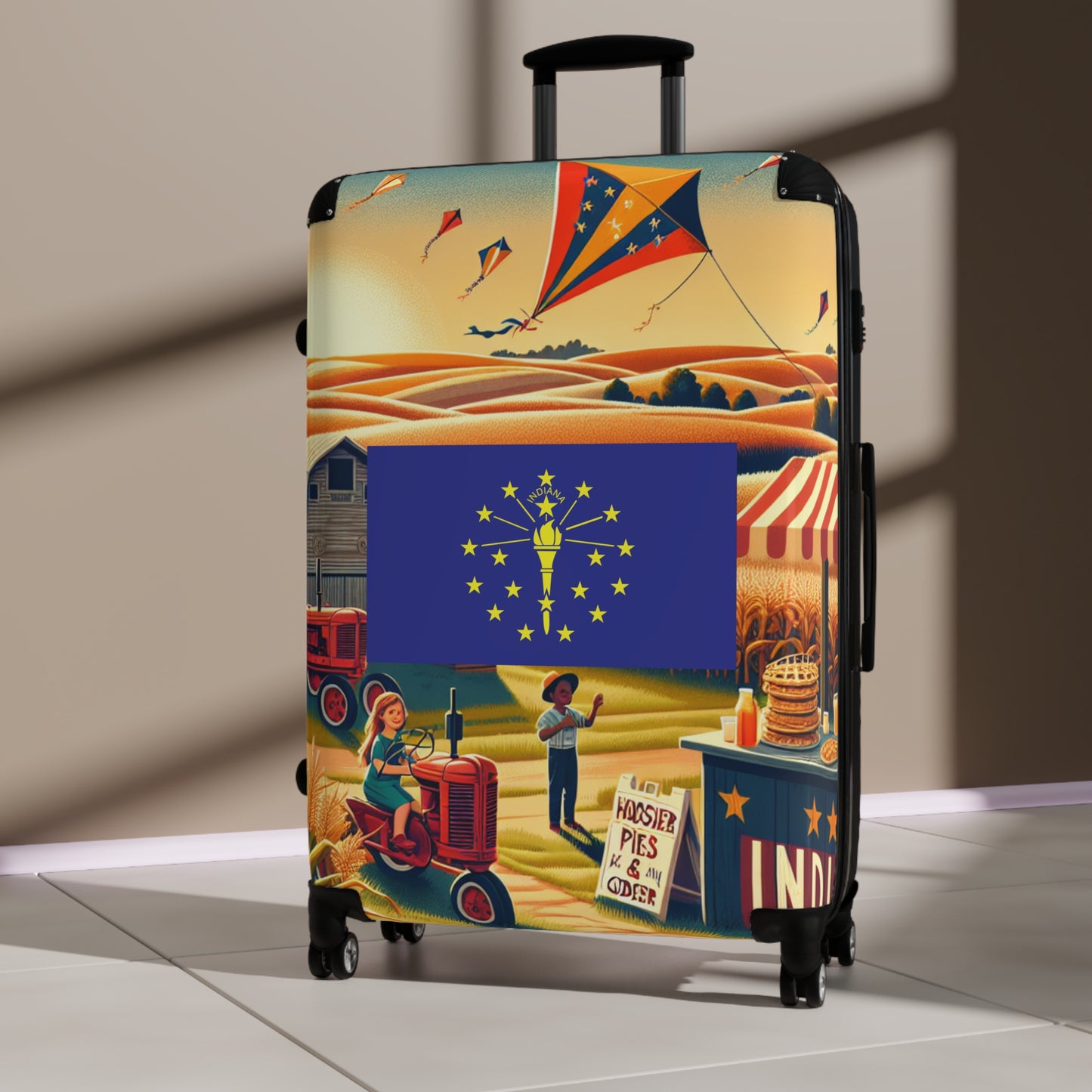 Indiana Usa State Flags Luggage Bag Rolling Suitcase Spinner