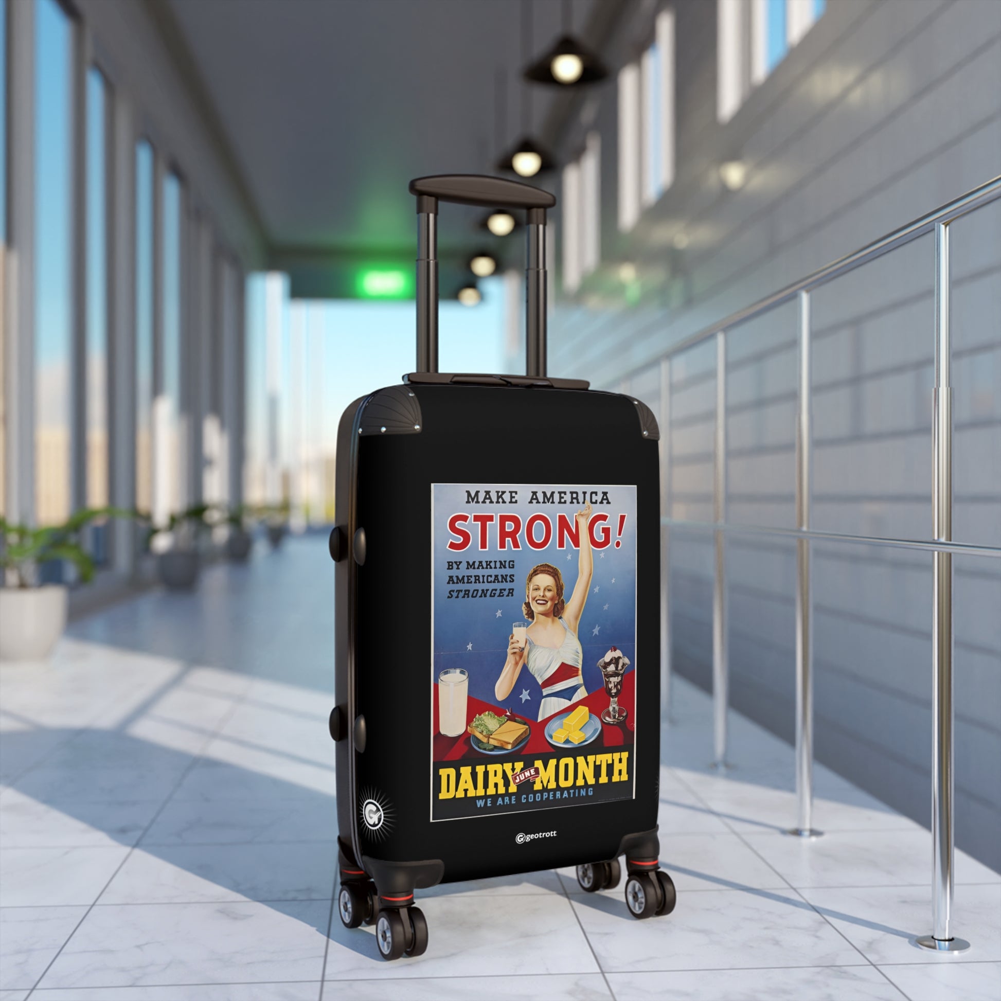 National Dairy Council Make America Strong! By Making Americans Stronger Vintage Posters Retro Ad Luggage Bag Rolling Suitcase Spinner