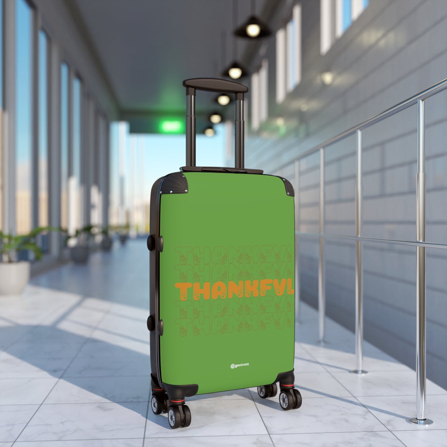 Thankful Thanksgiving Season Green Luggage Bag Rolling Suitcase Spinner