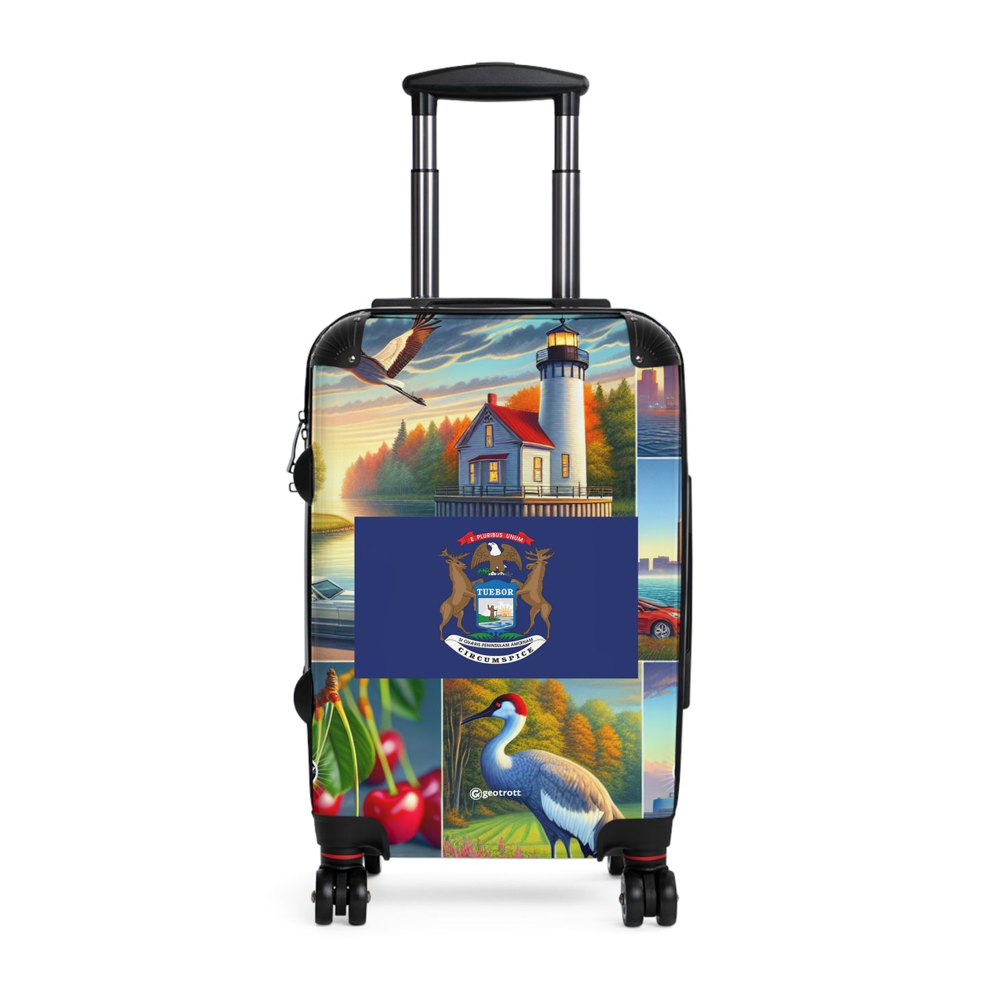 Michigan Usa State Flags Luggage Bag Rolling Suitcase Spinner