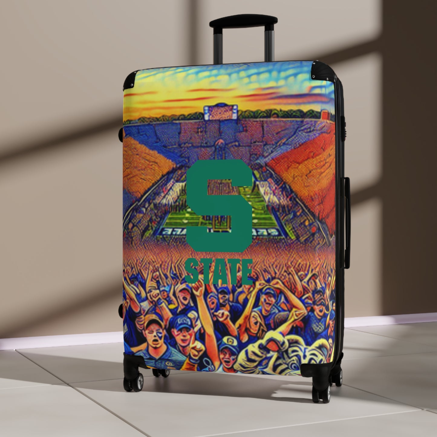 Michigan State University Spartans Football College Team Luggage Bag Rolling Suitcase Spinner