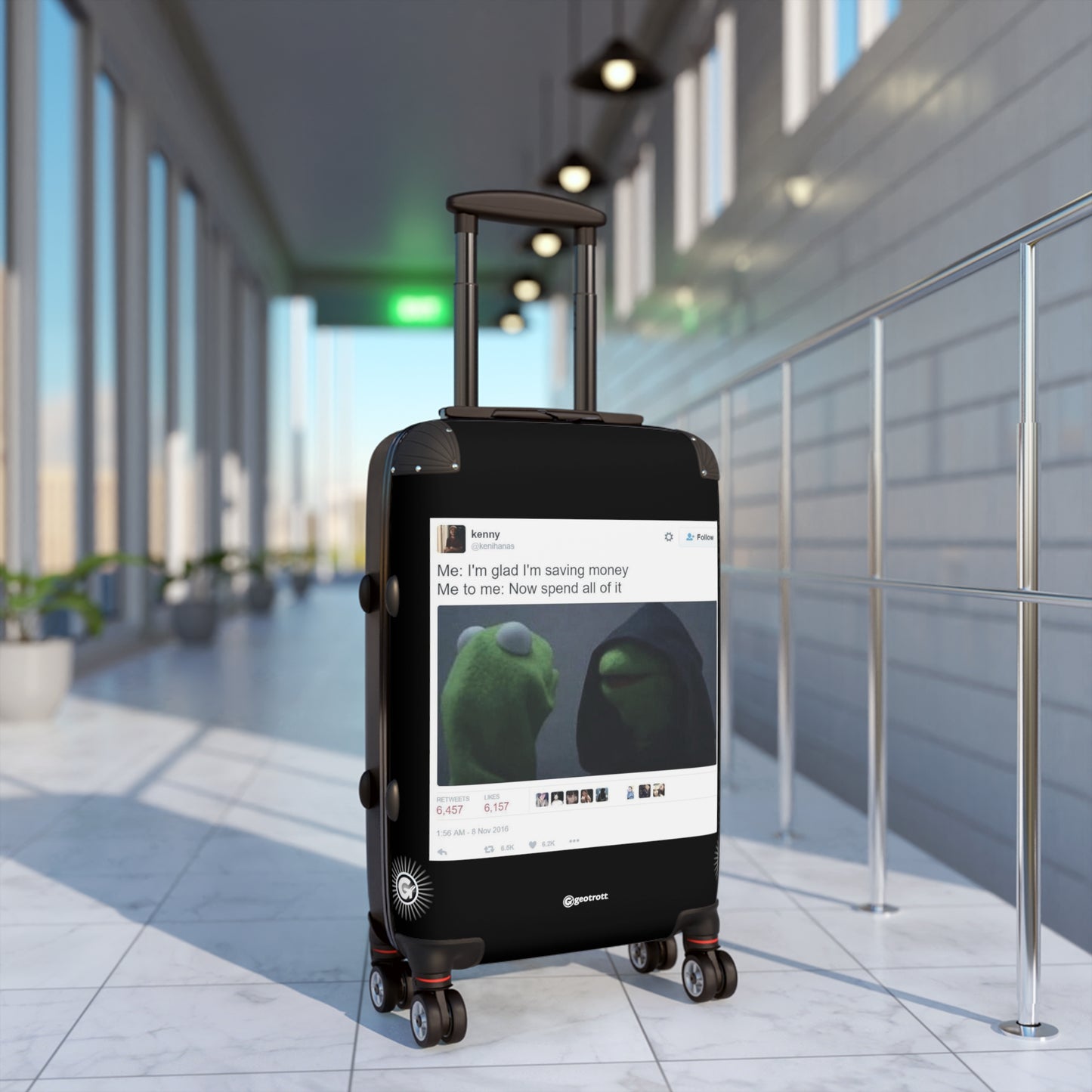 Kermit the Frog Shopping Joke MEME Funny Inspirational Luggage Bag Rolling Suitcase Spinner