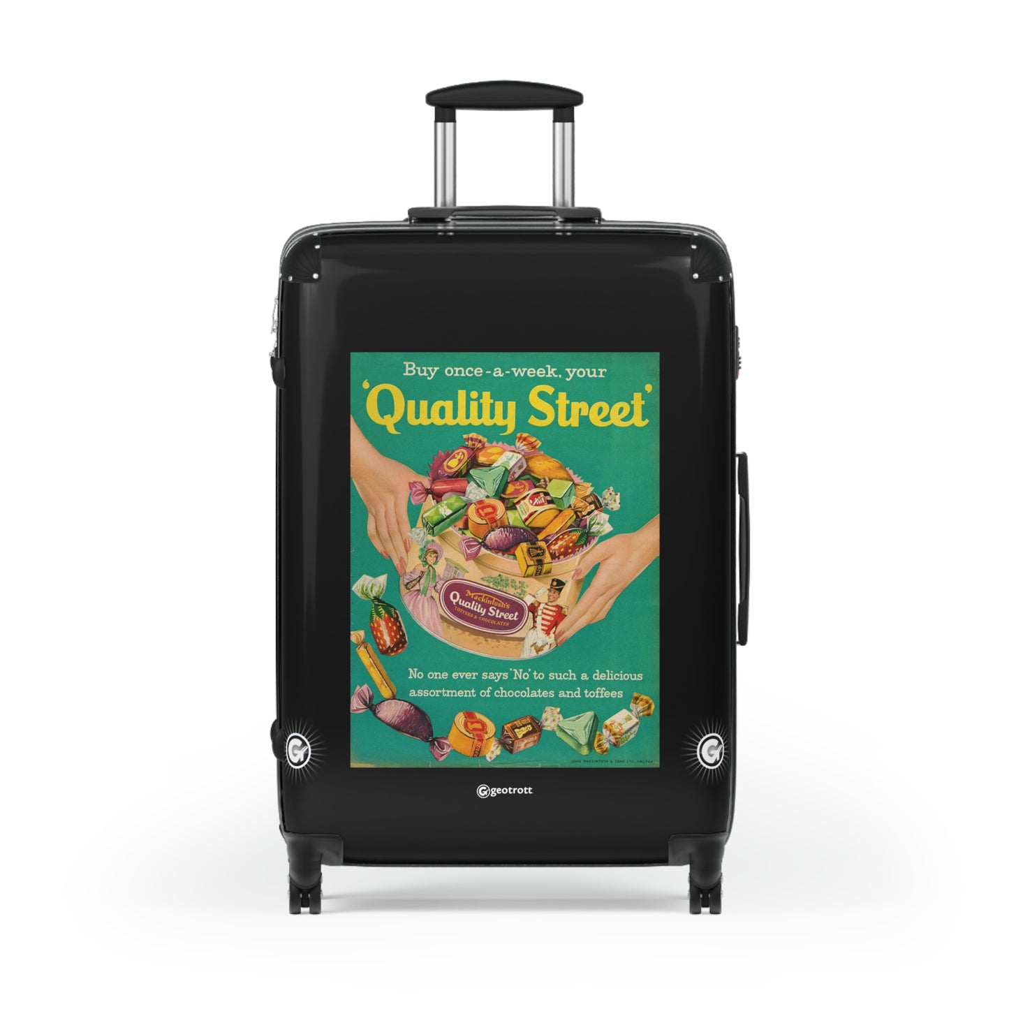 Quality Street Chocolates And Toffees Vintage Posters Retro Ad Luggage Bag Rolling Suitcase Spinner