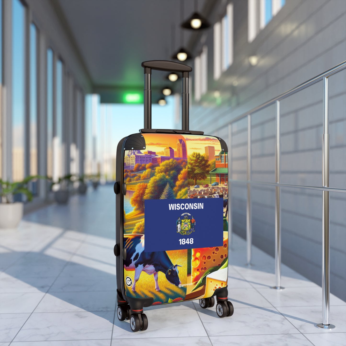 Wisconsin USA STATE FLAGS Luggage Bag Rolling Suitcase Spinner