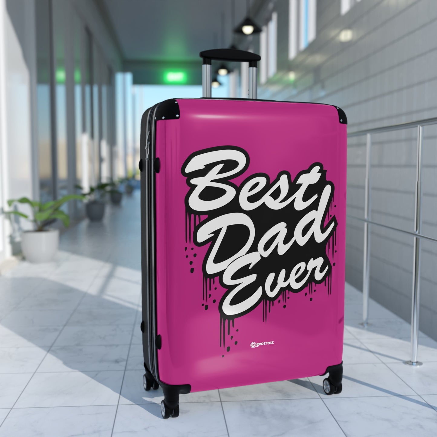 Best Dad Ever Pink Emotive Inspirational Fathers Day Luggage Bag Rolling Suitcase Spinner