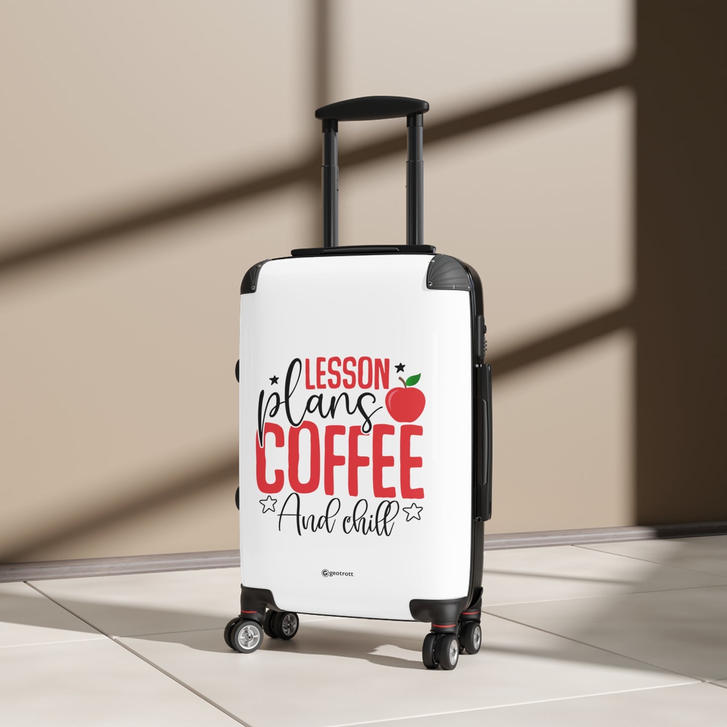 Lesson Plans Coffee and Chill Emotive Inspirational Education Teacher Luggage Bag Rolling Suitcase Spinner