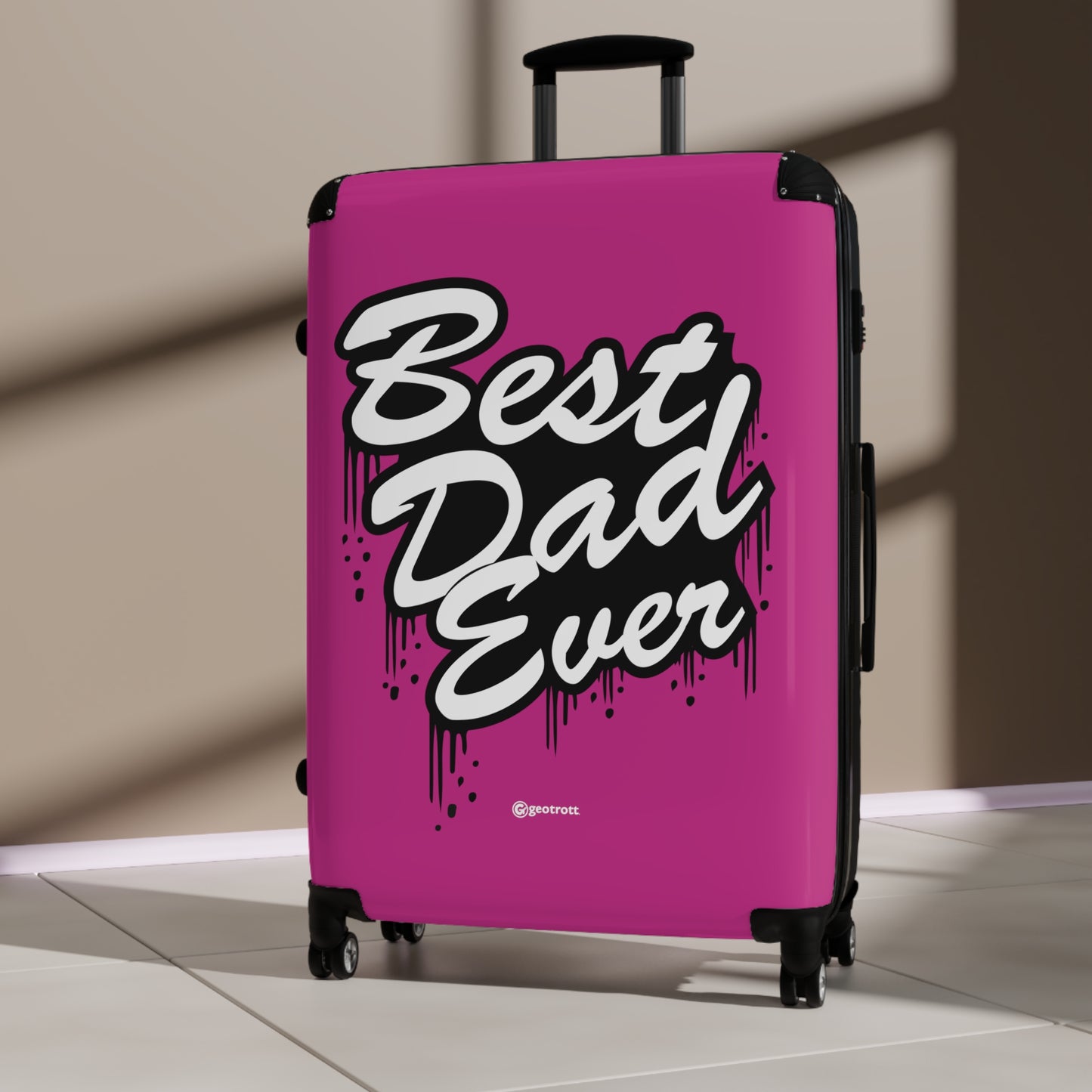 Best Dad Ever Pink Emotive Inspirational Fathers Day Luggage Bag Rolling Suitcase Spinner
