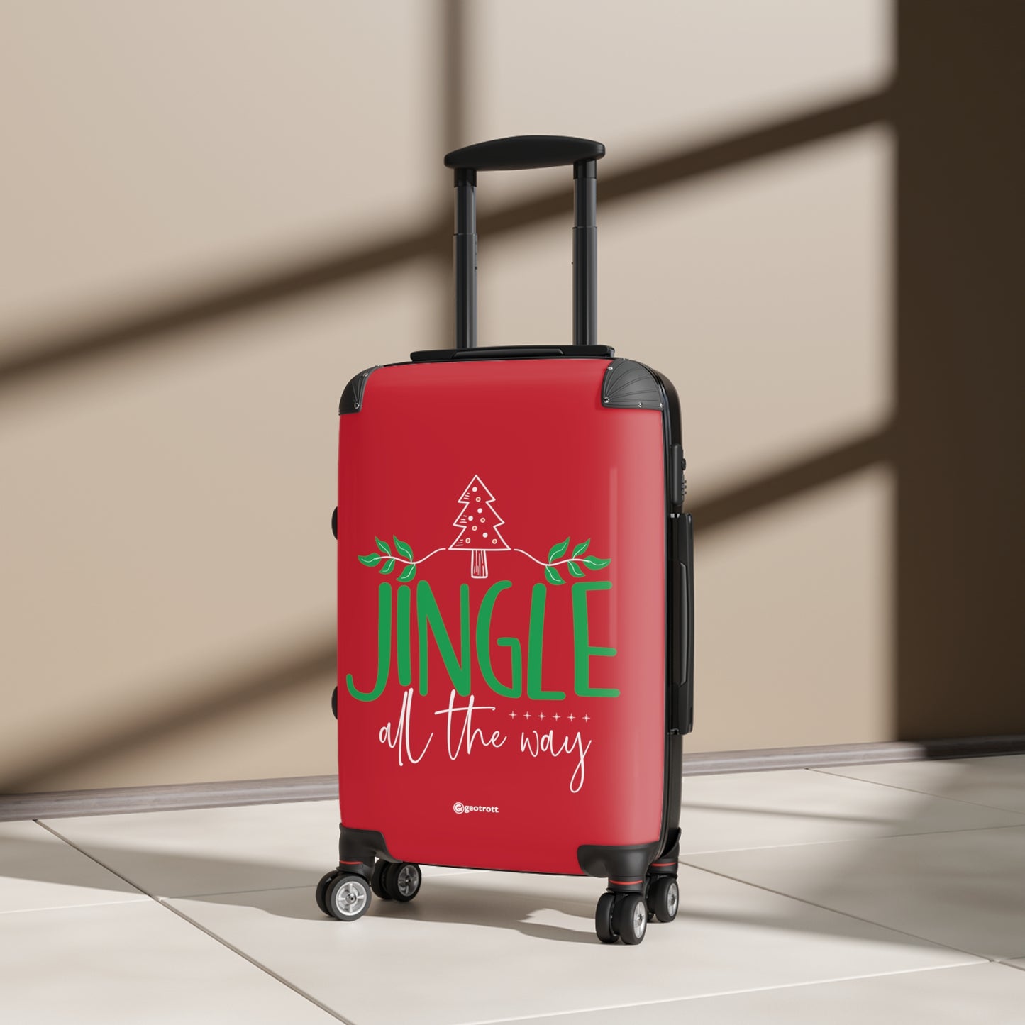 Christmas Season Jingle All The Way Red Luggage Bag Rolling Suitcase Spinner
