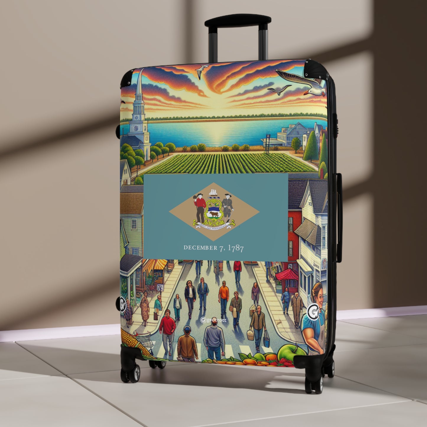 Delaware Usa State Flags Luggage Bag Rolling Suitcase Spinner
