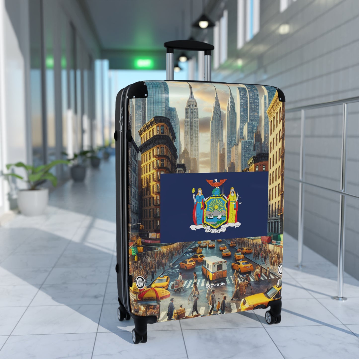New York USA STATE FLAGS Luggage Bag Rolling Suitcase Spinner