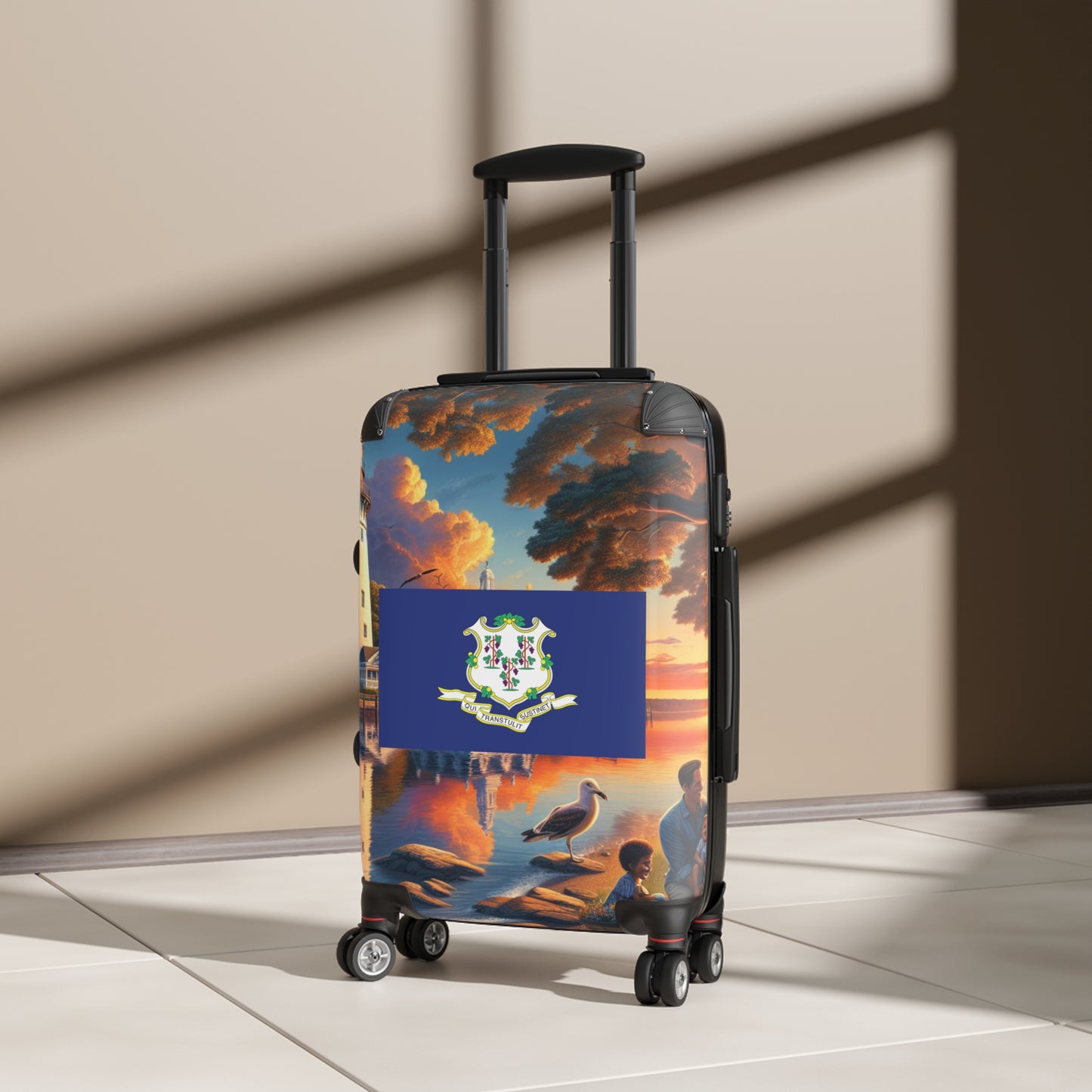 Conneticutt Usa State Flags Luggage Bag Rolling Suitcase Spinner