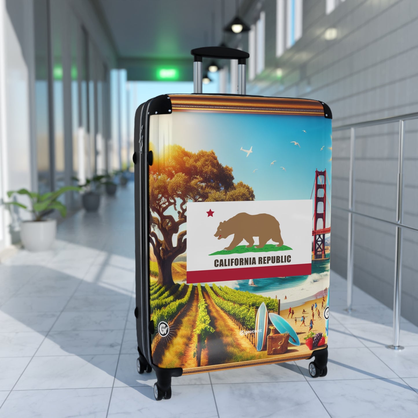 California Usa State Flags Luggage Bag Rolling Suitcase Spinner