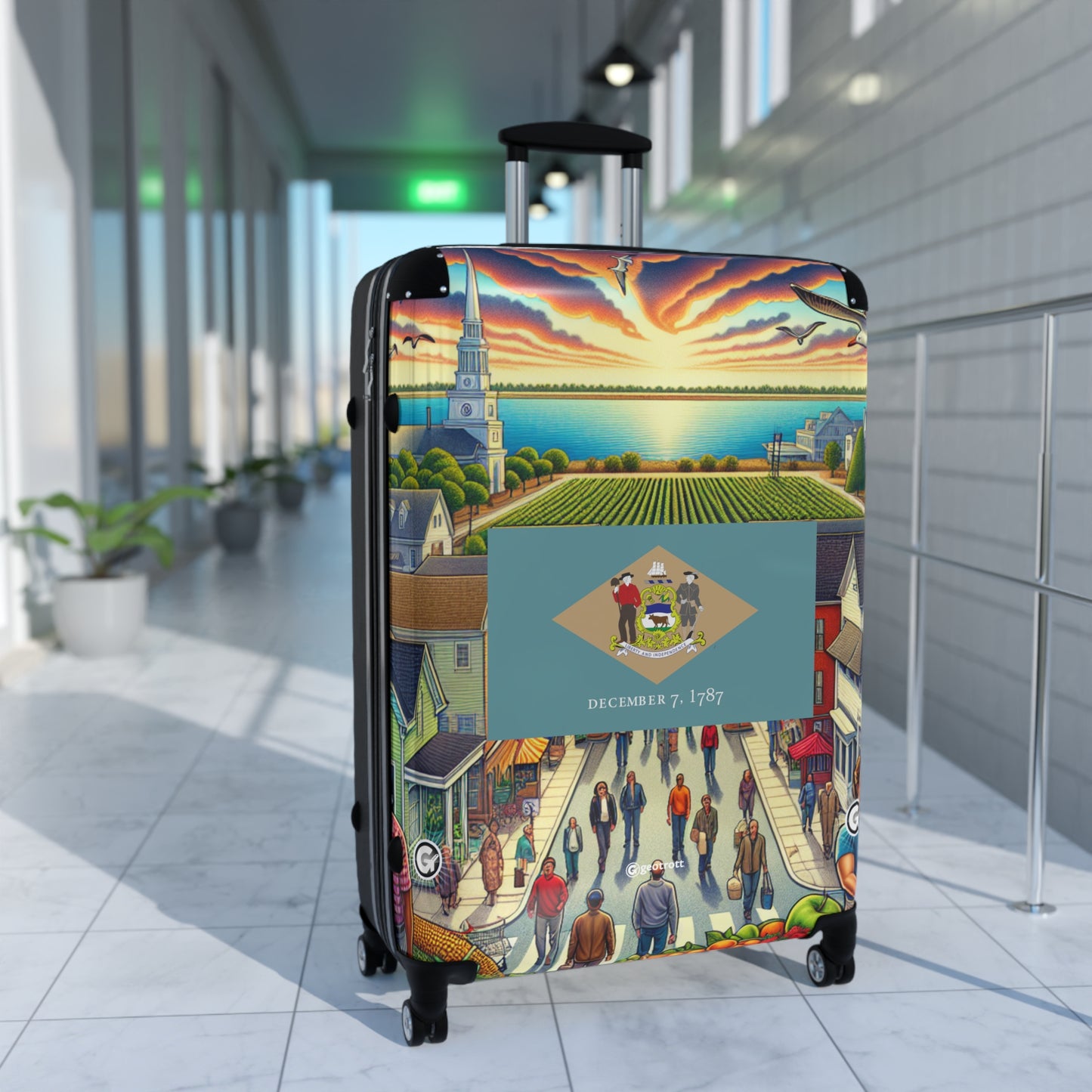 Delaware Usa State Flags Luggage Bag Rolling Suitcase Spinner