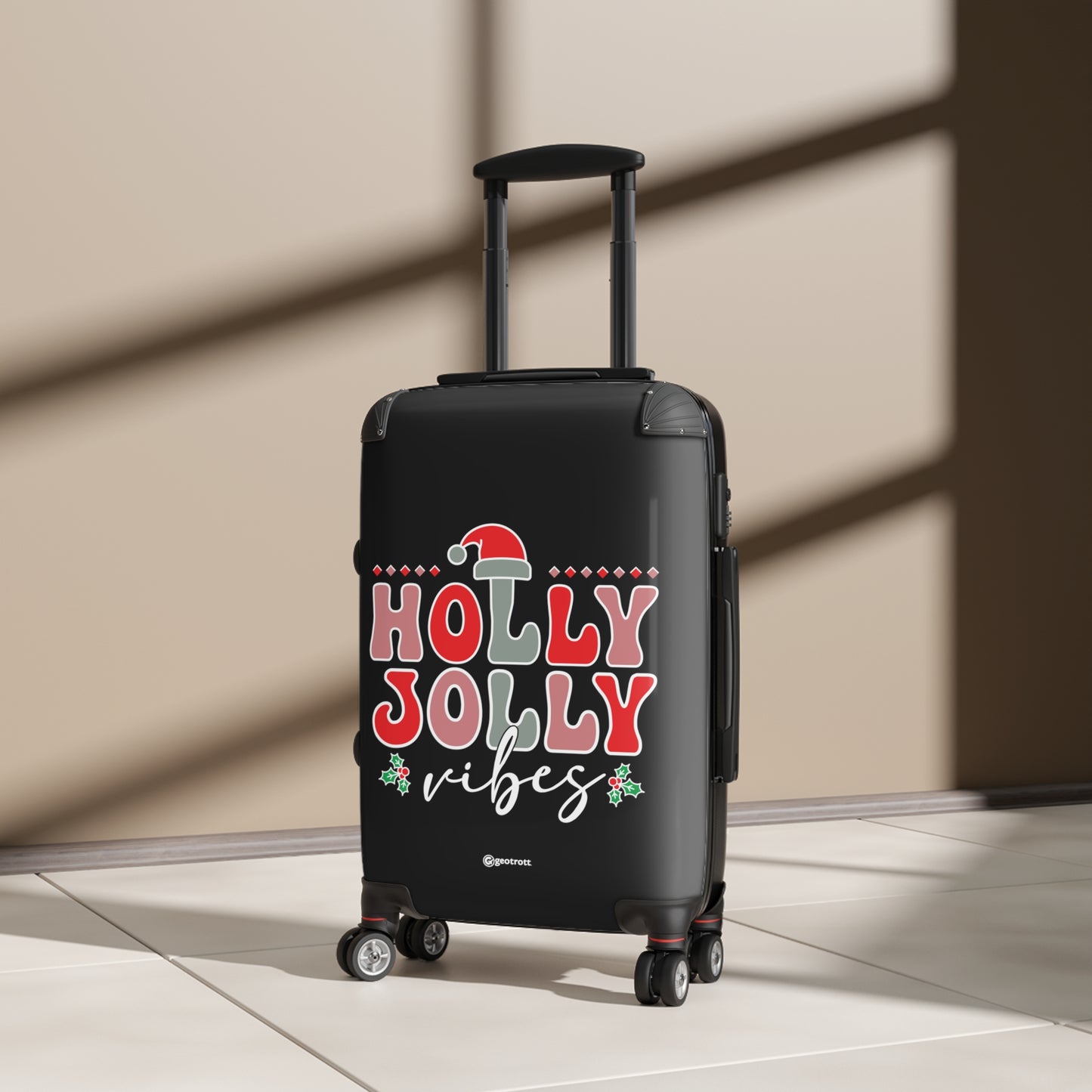 Holly Jolly Vibes Christmas Season Luggage Bag Rolling Suitcase Spinner