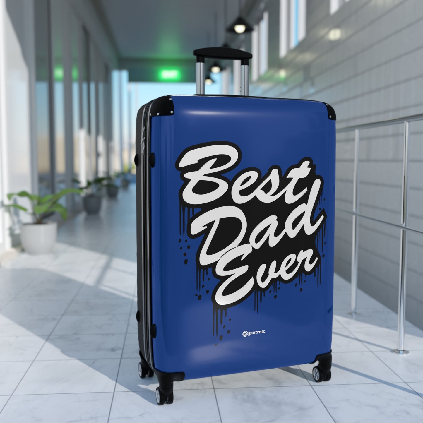 Best Dad Ever Blue Emotive Inspirational Fathers Day Luggage Bag Rolling Suitcase Spinner