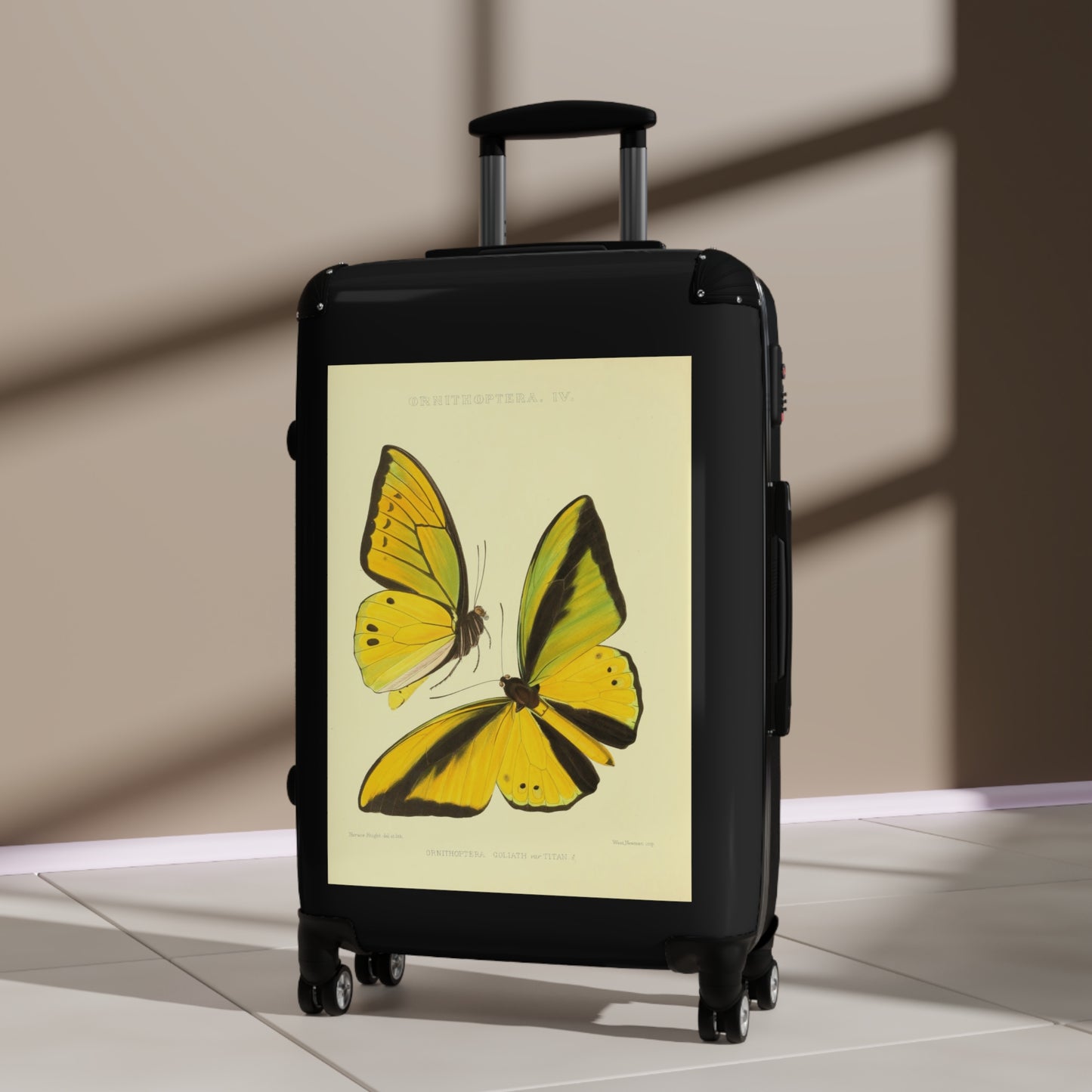 Yellow Butterfly Ornithoptera Goliath var Titan Black Cabin Suitcase