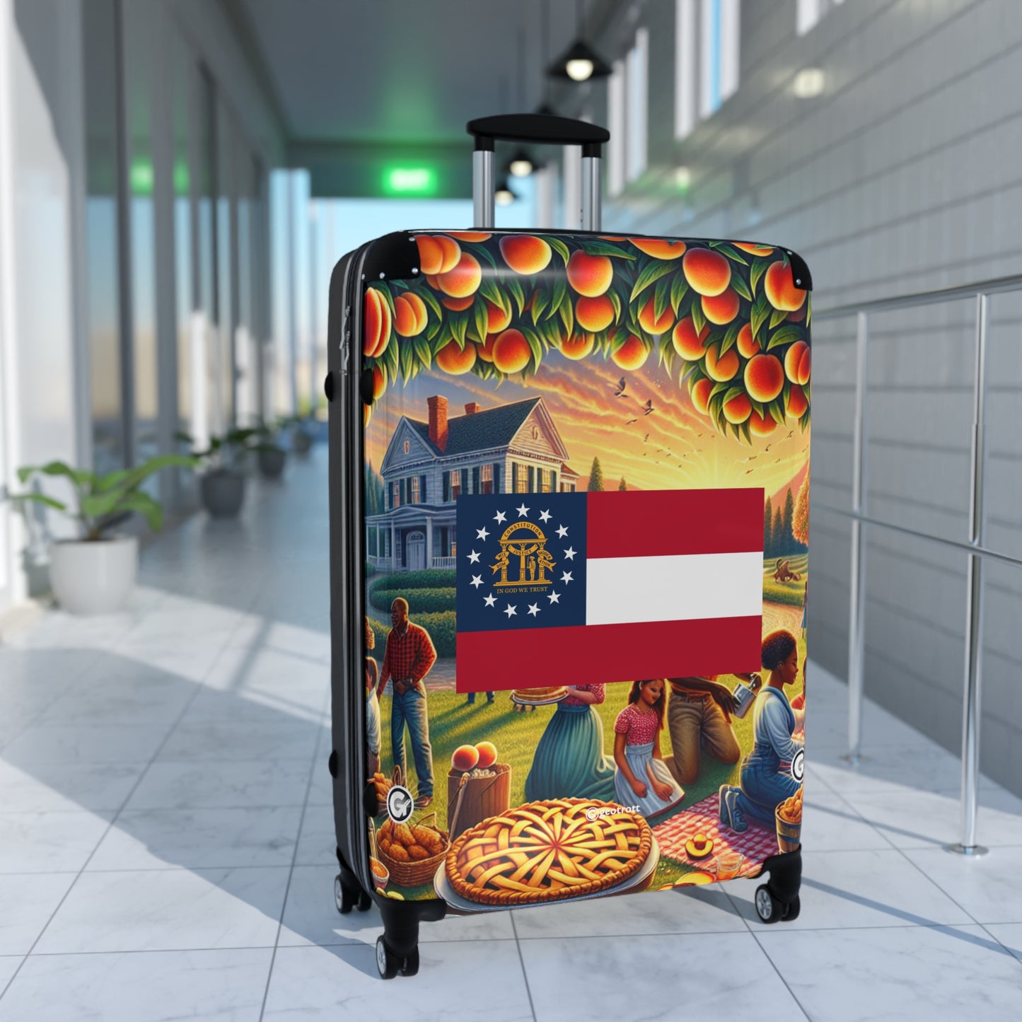 Georgia Usa State Flags Luggage Bag Rolling Suitcase Spinner