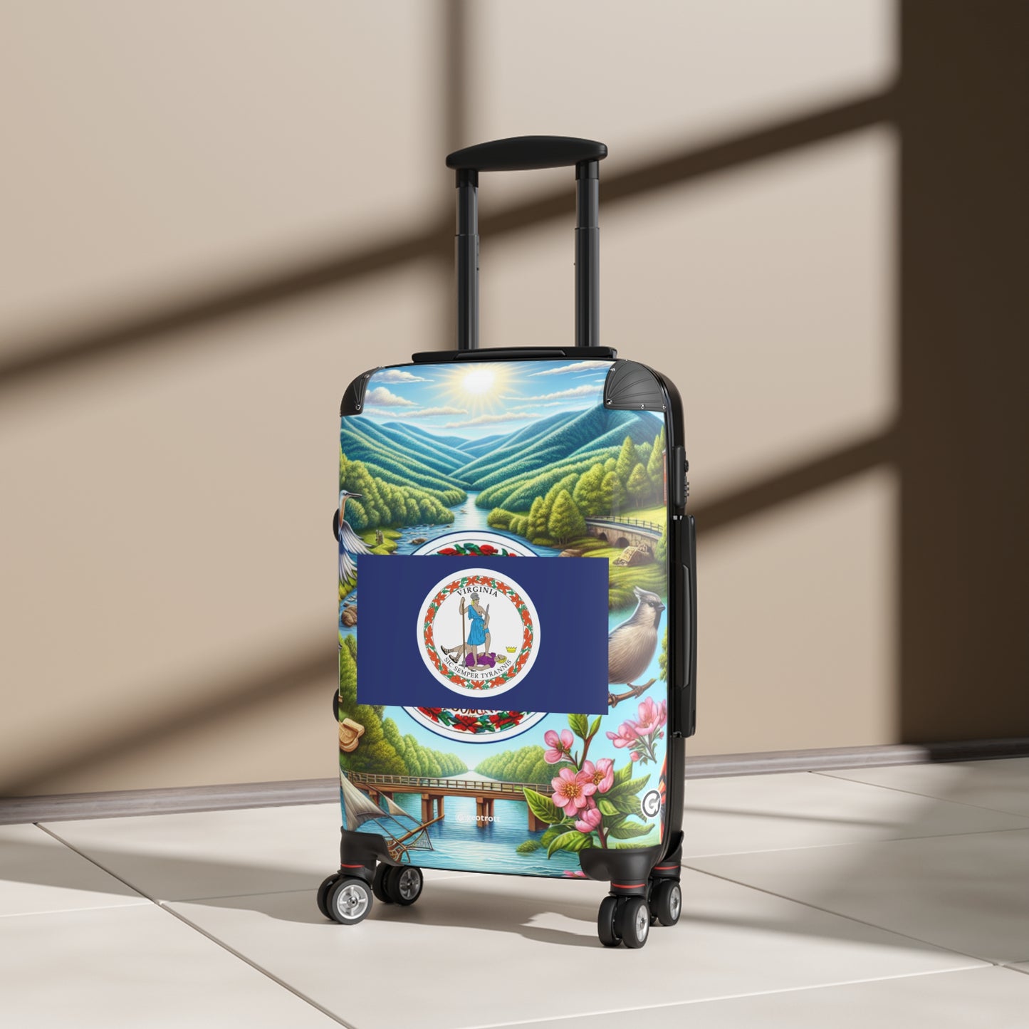 Virginia Usa State Flags Luggage Bag Rolling Suitcase Spinner