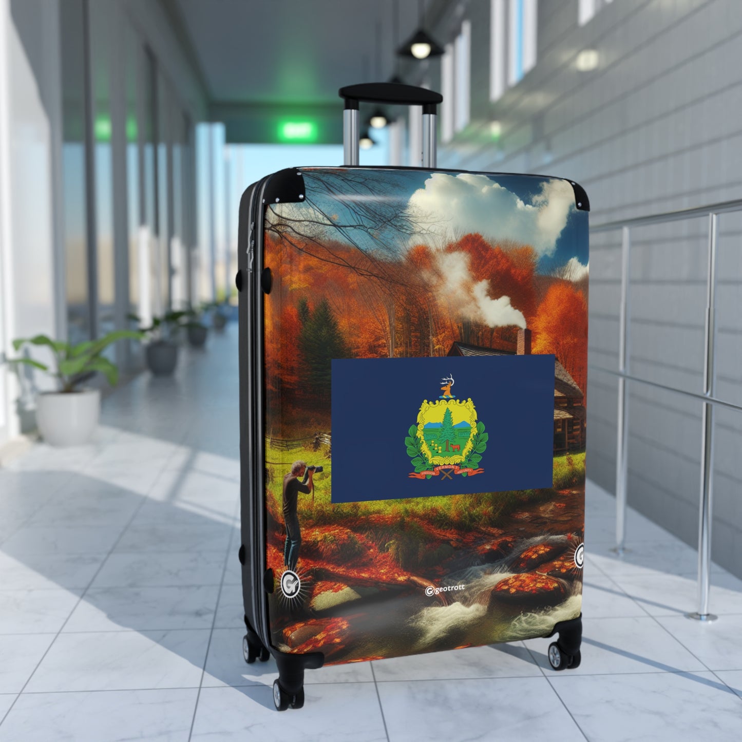 Vermont USA STATE FLAGS Luggage Bag Rolling Suitcase Spinner