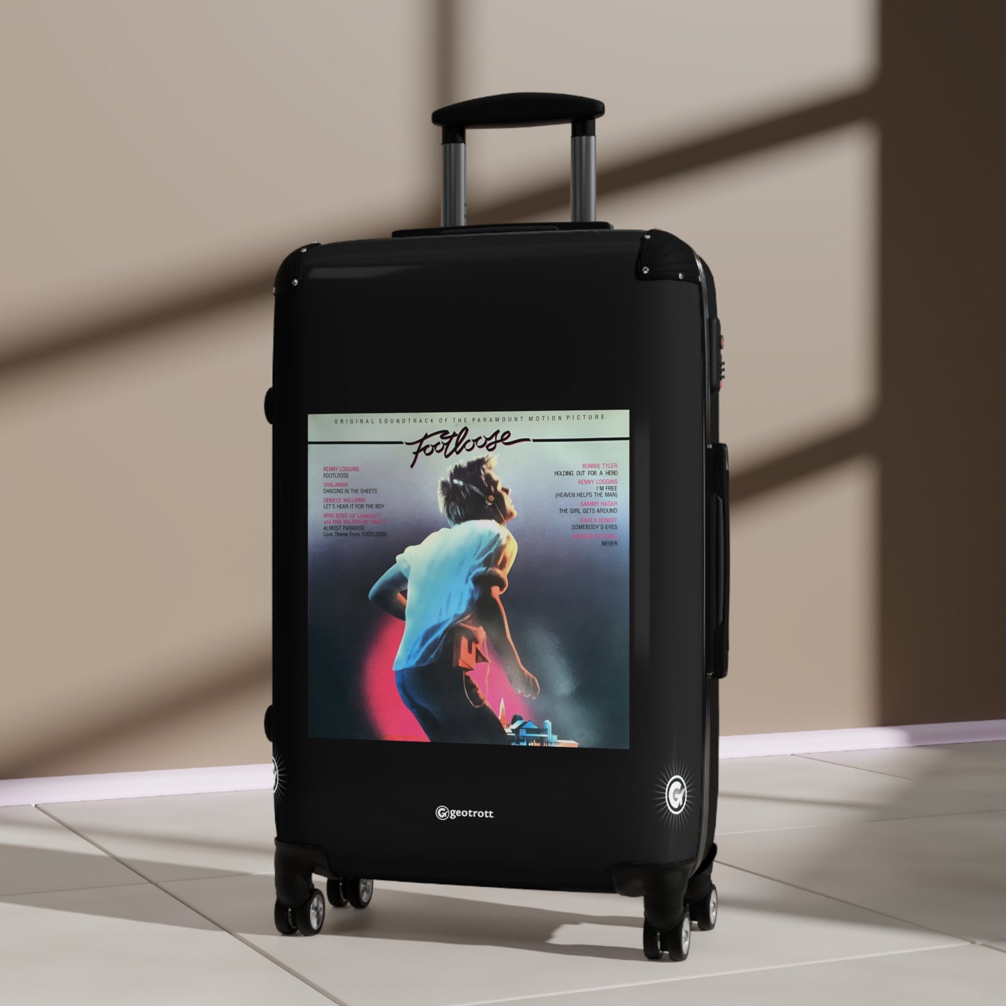 Footloose Movie Soundtrack Eighties Music Album Luggage Bag Rolling Suitcase Spinner