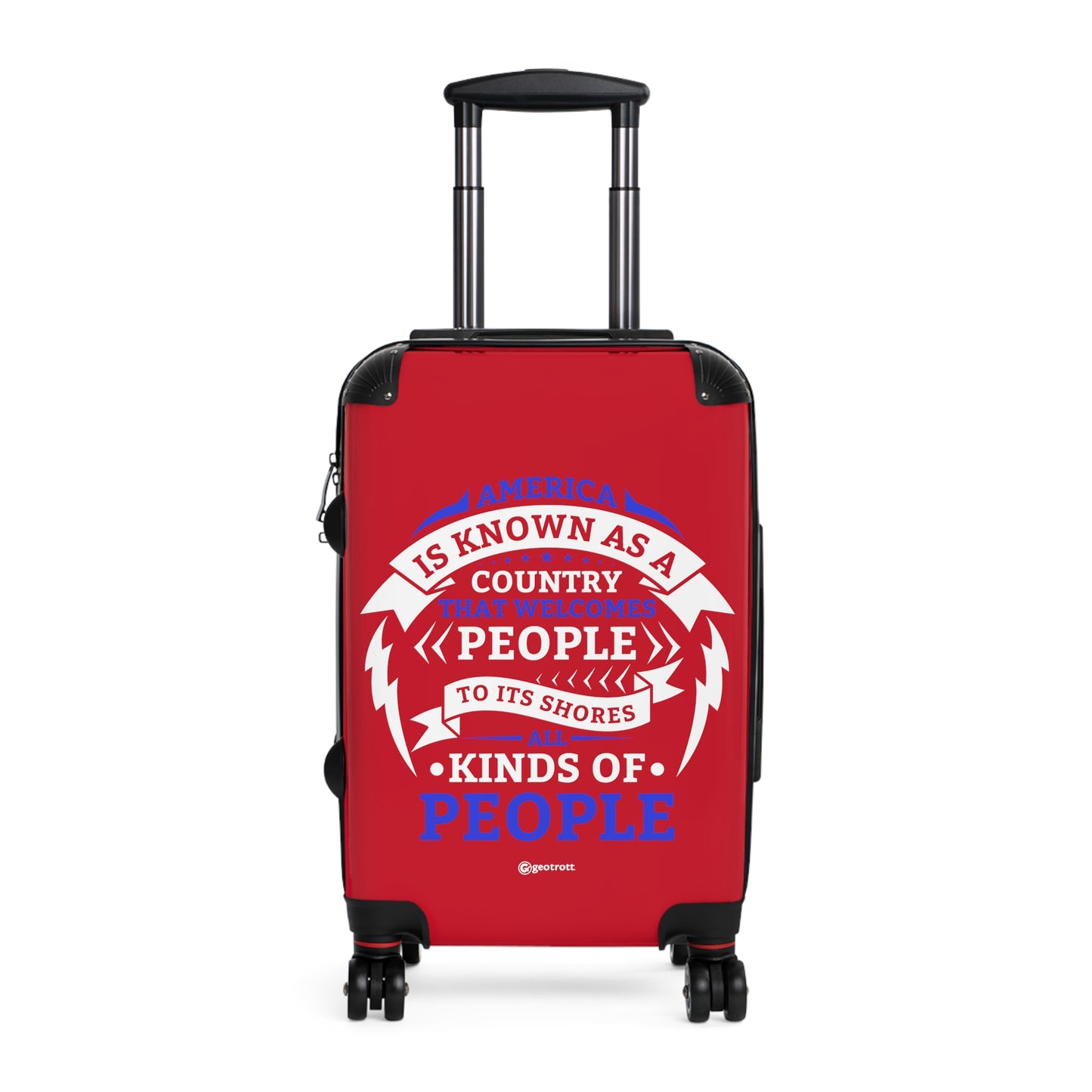 Copy Of America Is Known As A Country That Welcomes People To Its Shores All Kinds Of People Red Luggage Bag Rolling Suitcase Spinner