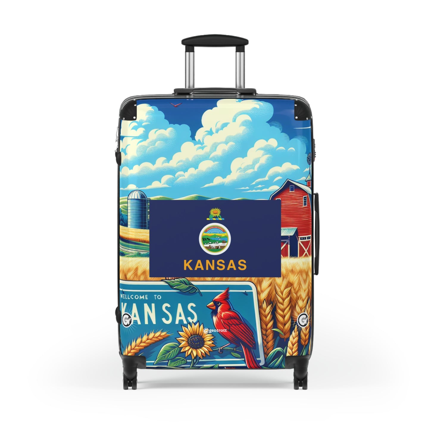 Kansas Usa State Flags Luggage Bag Rolling Suitcase Spinner