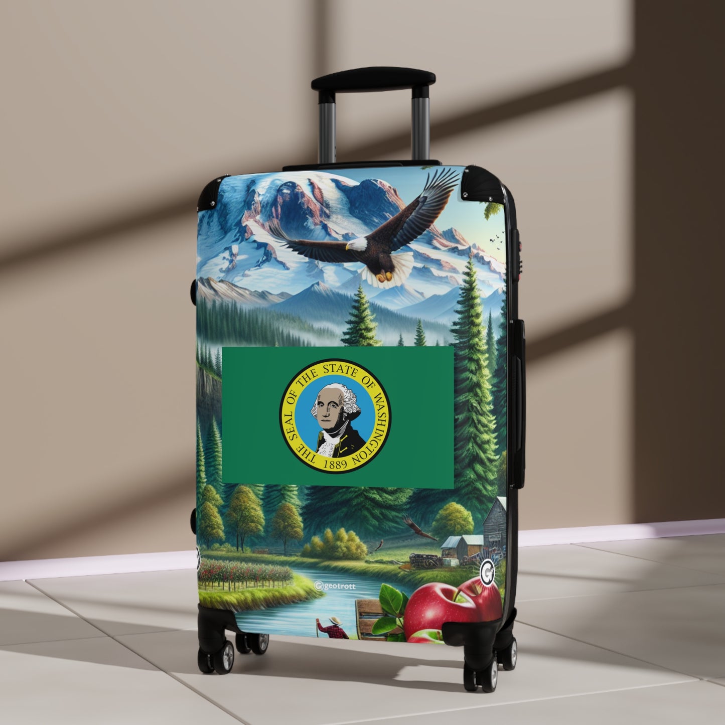 Washington Usa State Flags Luggage Bag Rolling Suitcase Spinner