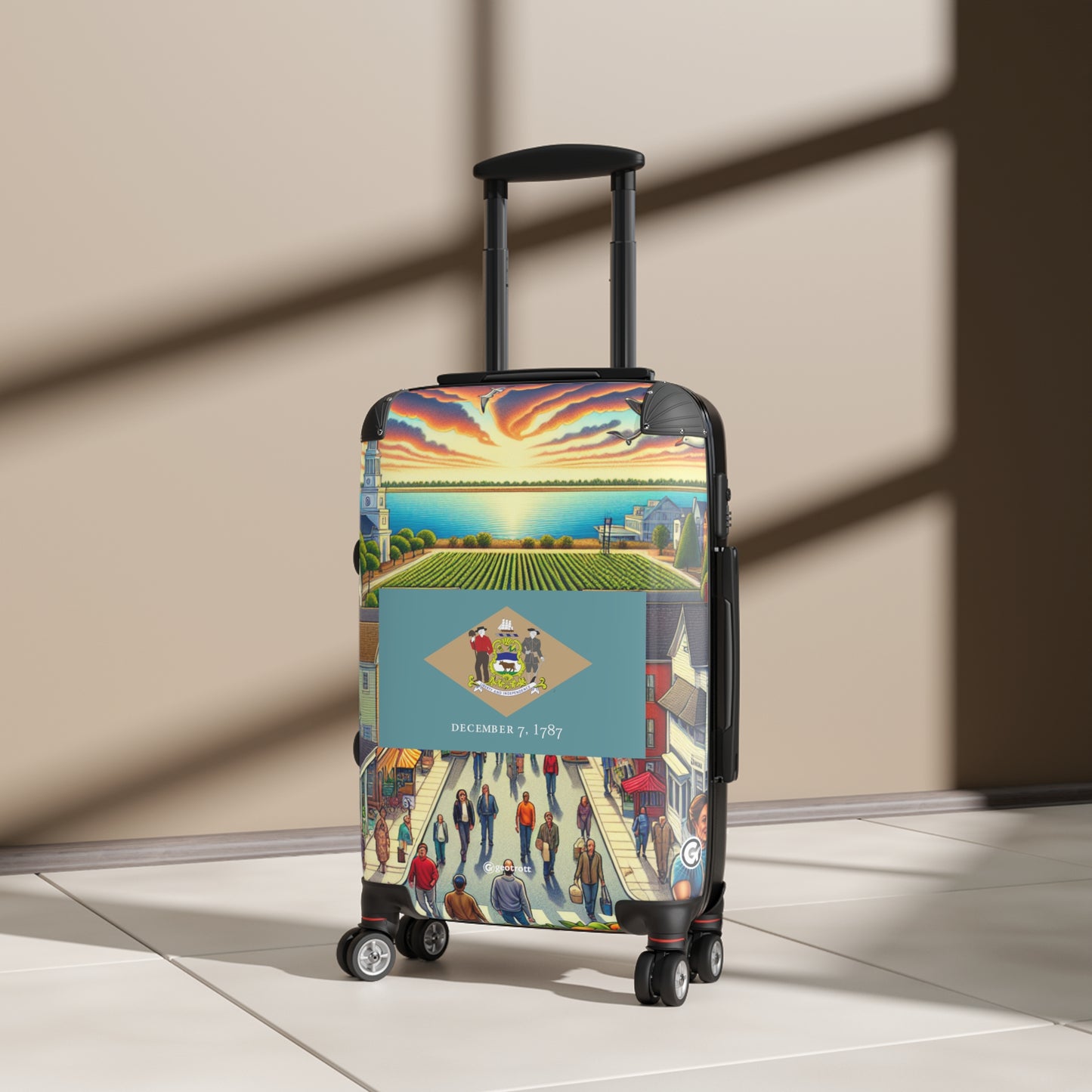 Delaware Usa State Flags Luggage Bag Rolling Suitcase Spinner