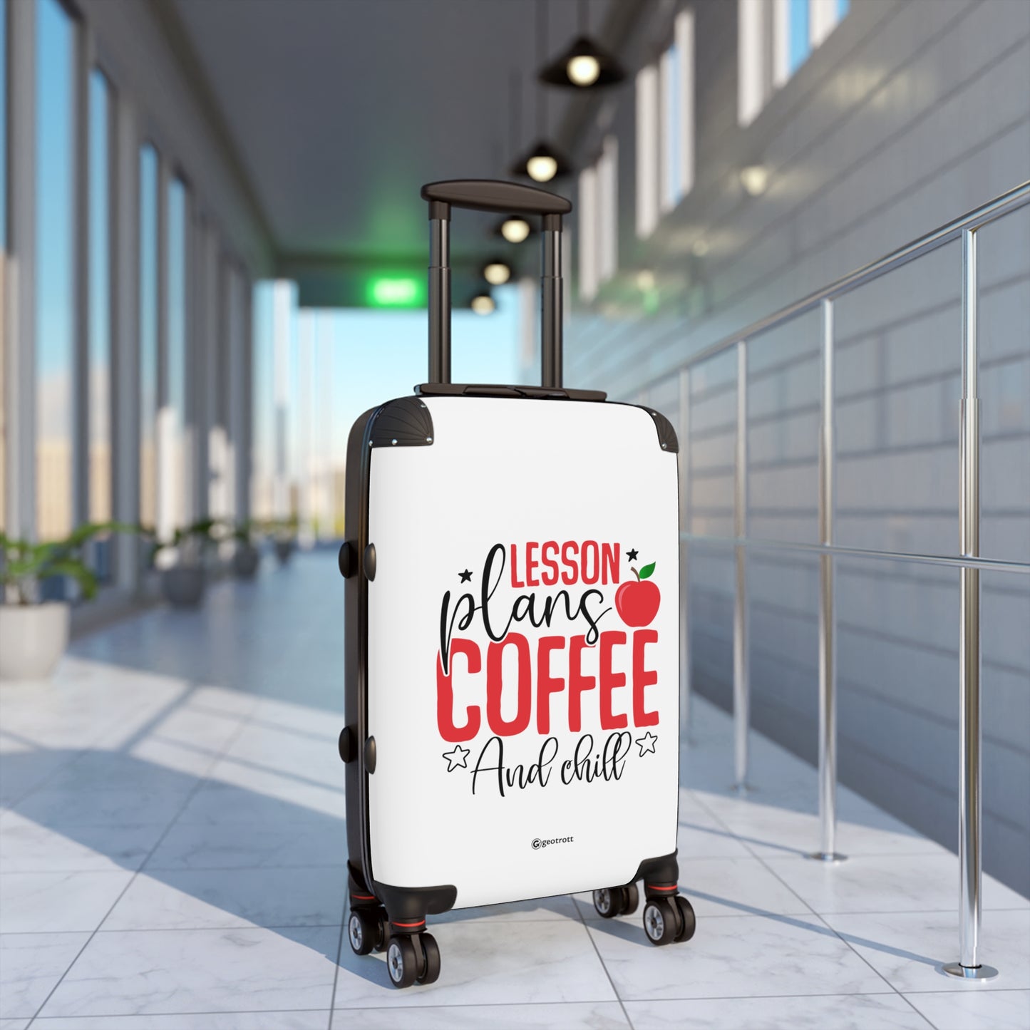 Lesson Plans Coffee and Chill Emotive Inspirational Education Teacher Luggage Bag Rolling Suitcase Spinner