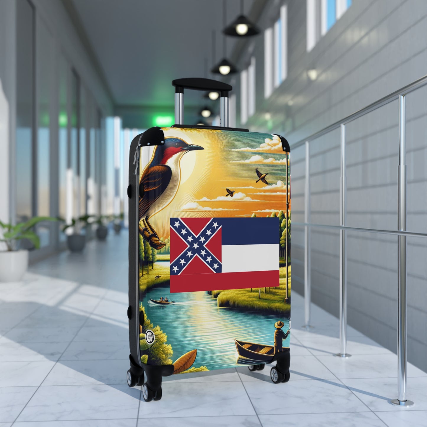Mississippi Usa State Flags Luggage Bag Rolling Suitcase Spinner