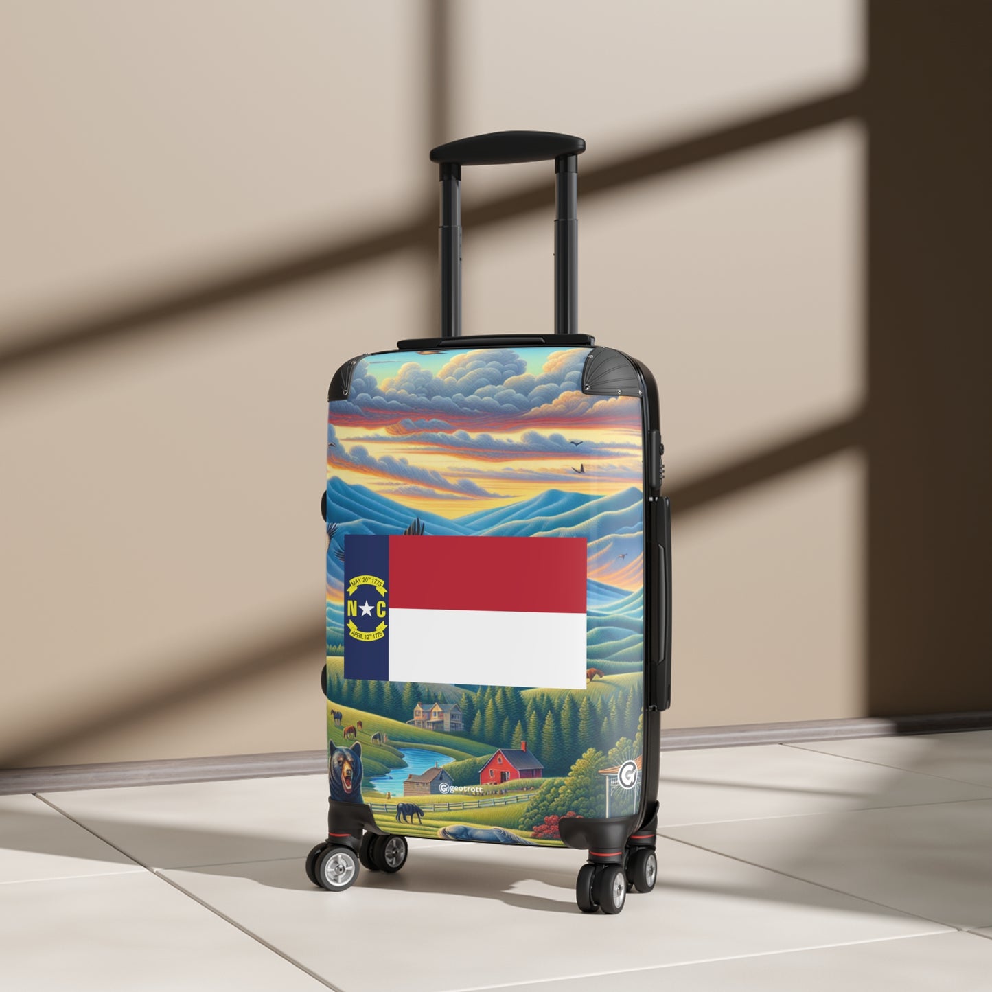 North Carolina Usa State Flags Luggage Bag Rolling Suitcase Spinner