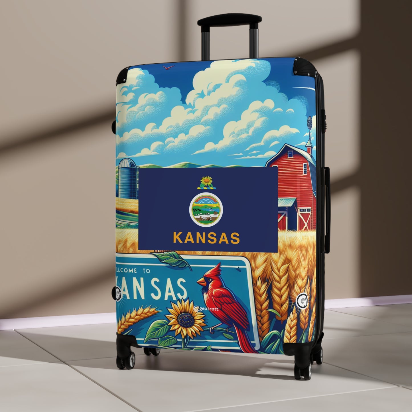 Kansas Usa State Flags Luggage Bag Rolling Suitcase Spinner
