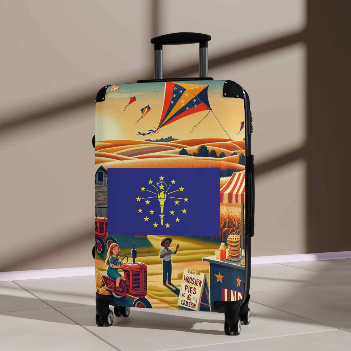 Indiana Usa State Flags Luggage Bag Rolling Suitcase Spinner