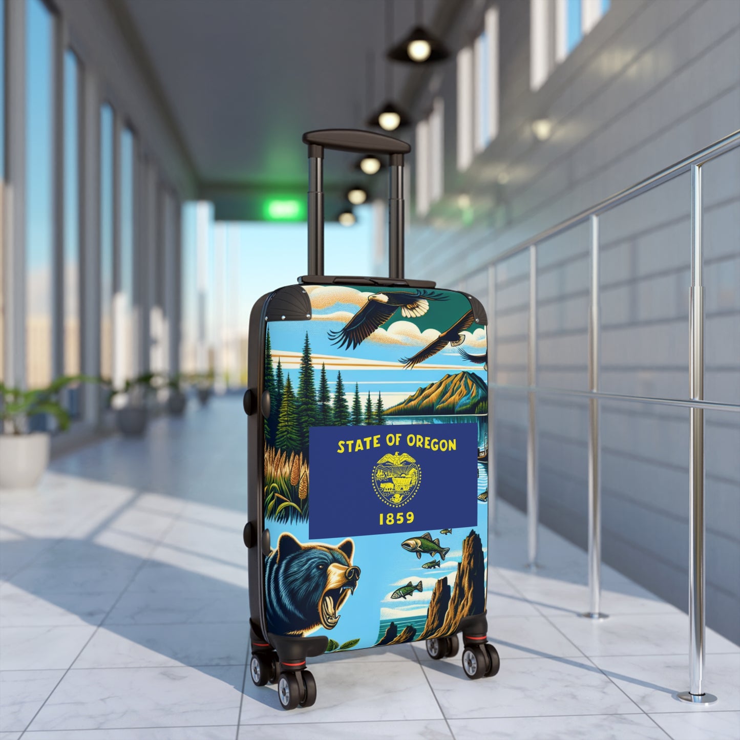 Oregon USA STATE FLAGS Luggage Bag Rolling Suitcase Spinner