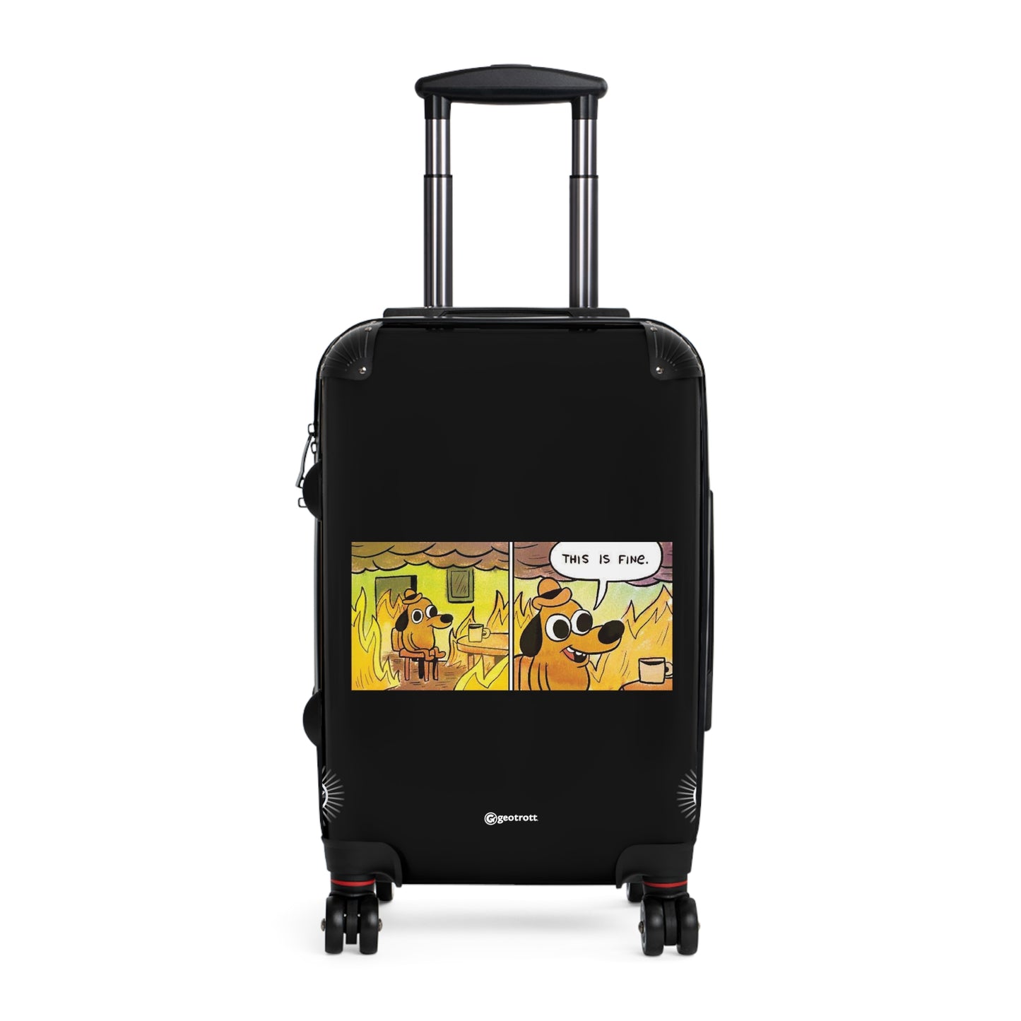 This Is Fine MEME Funny Inspirational Luggage Bag Rolling Suitcase Spinner