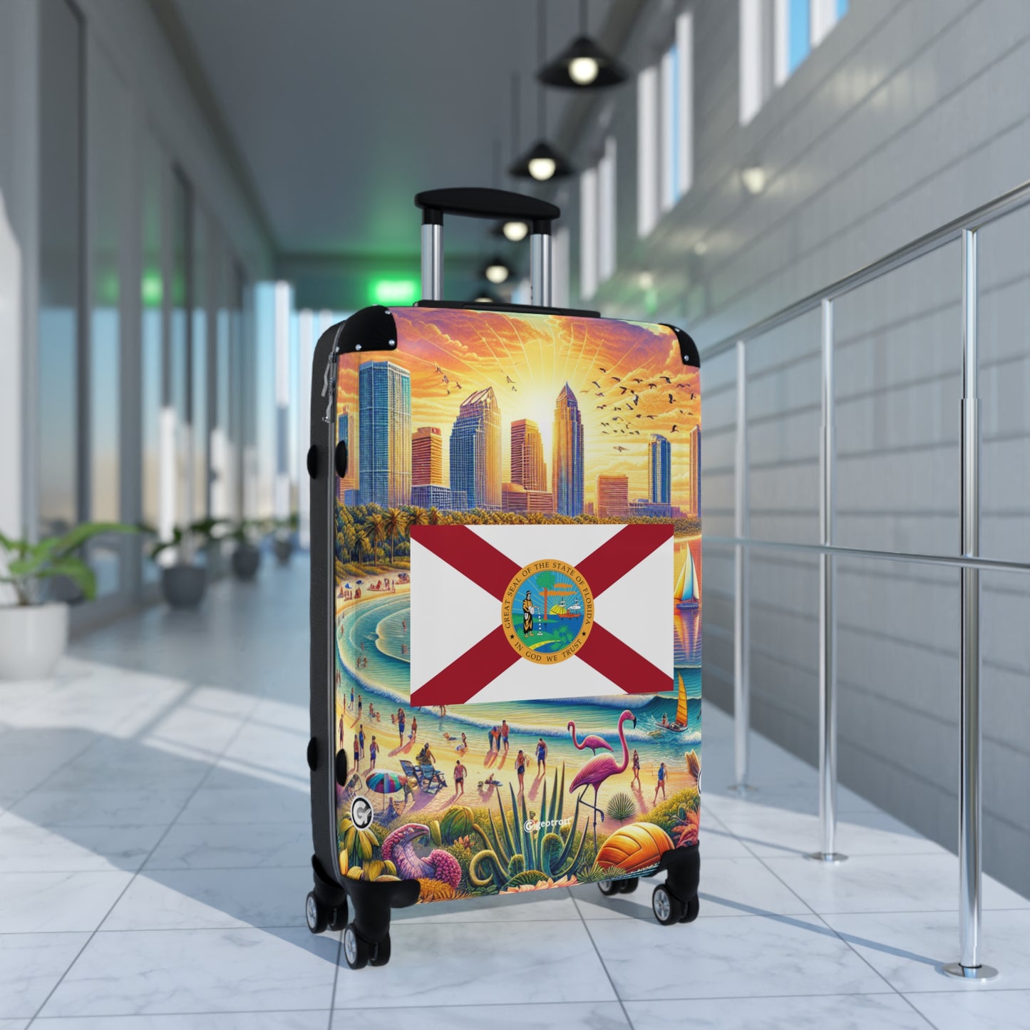 Florida Usa State Flags Luggage Bag Rolling Suitcase Spinner