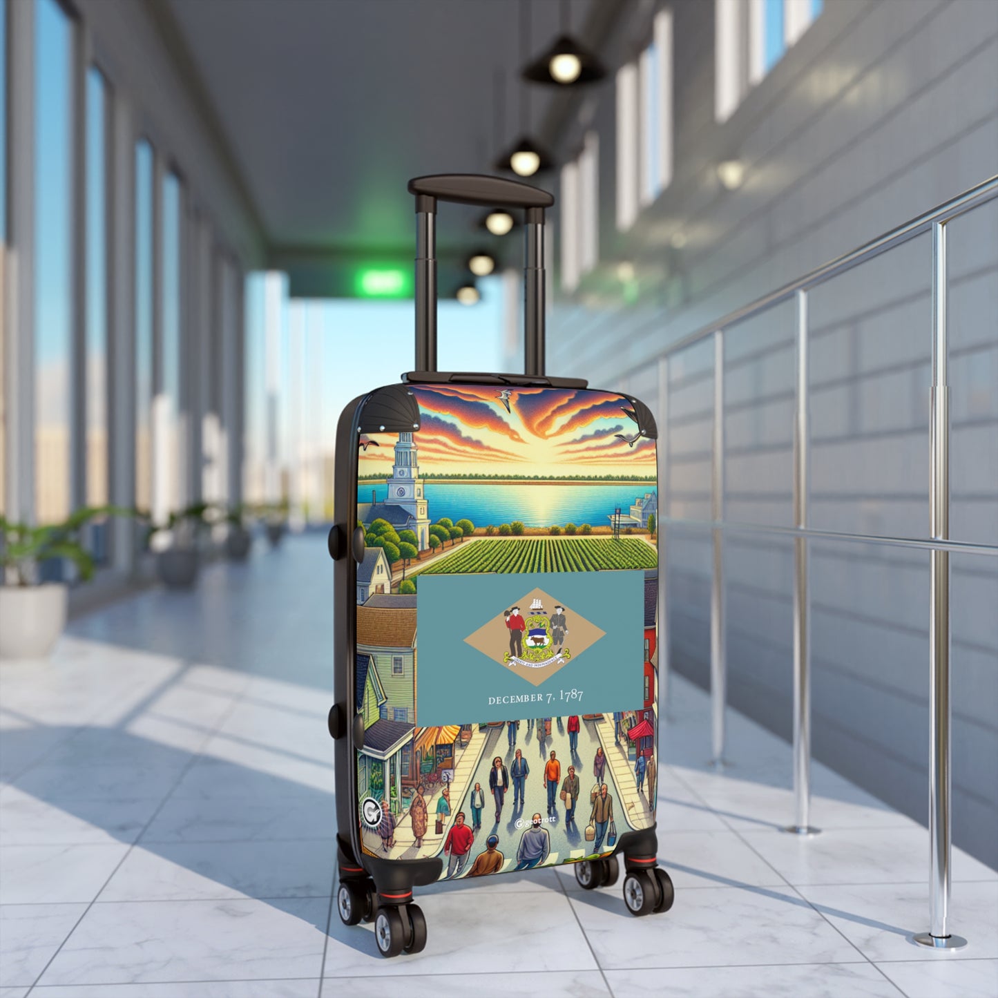 Delaware Usa State Flags Luggage Bag Rolling Suitcase Spinner