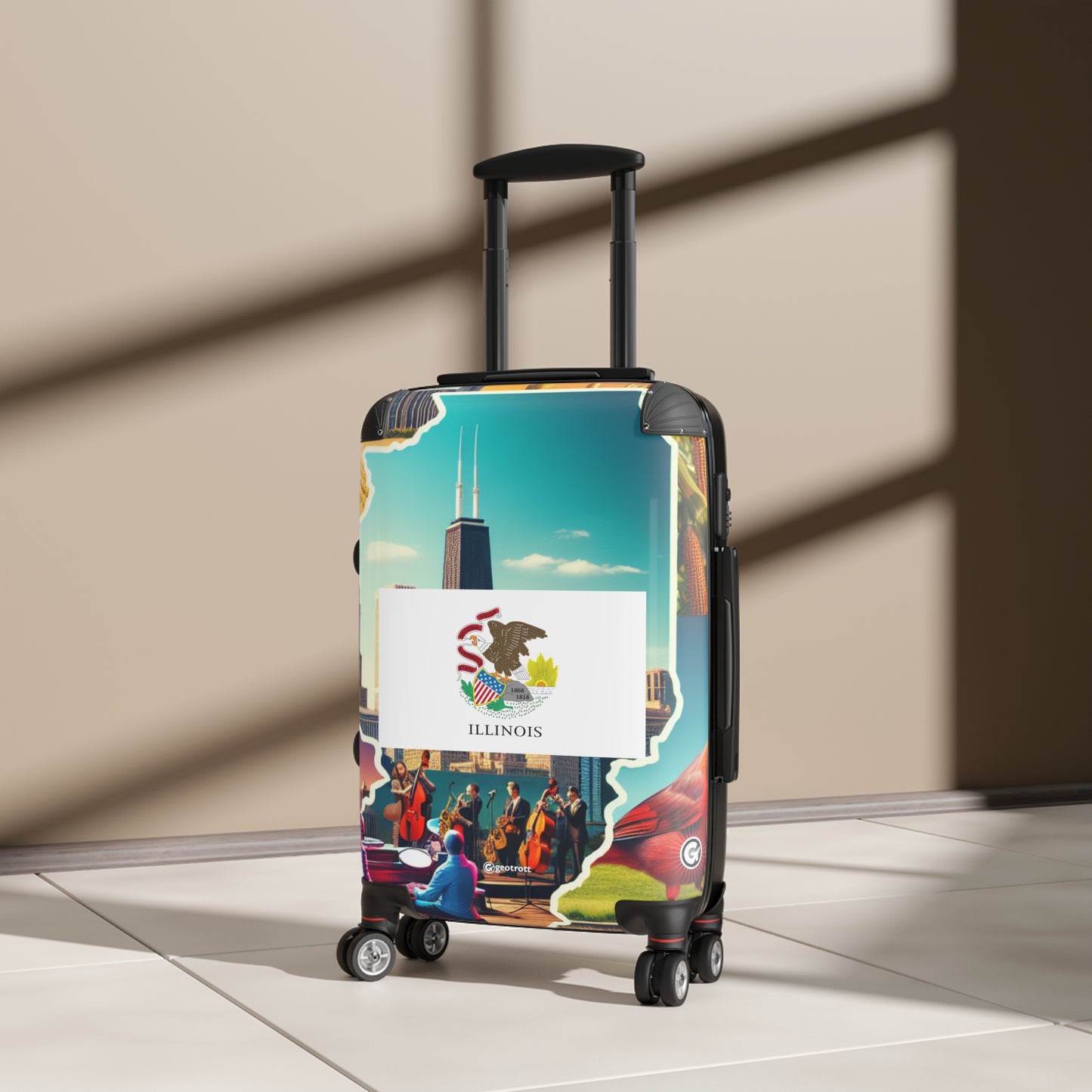 Illinois Usa State Flags Luggage Bag Rolling Suitcase Spinner