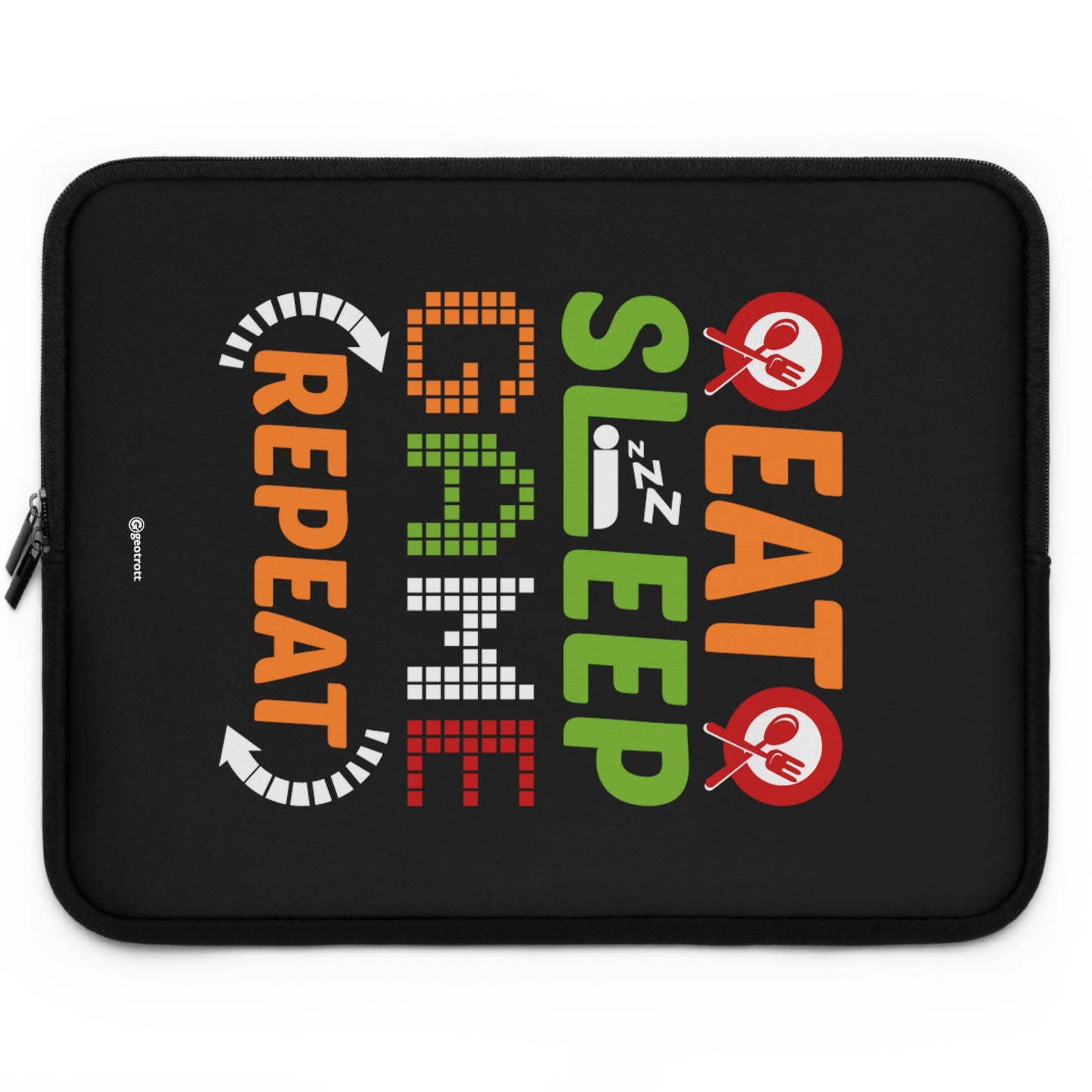Eat Sleep Game Repeat 2 Gamer Gaming Lightweight Smooth Neoprene Laptop Sleeve