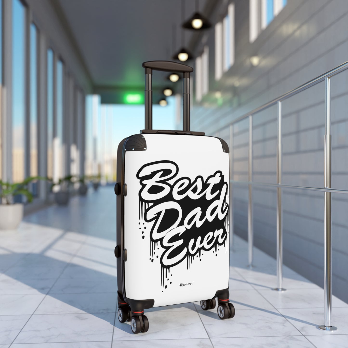 Best Dad Ever White Emotive Inspirational Fathers Day Luggage Bag Rolling Suitcase Spinner