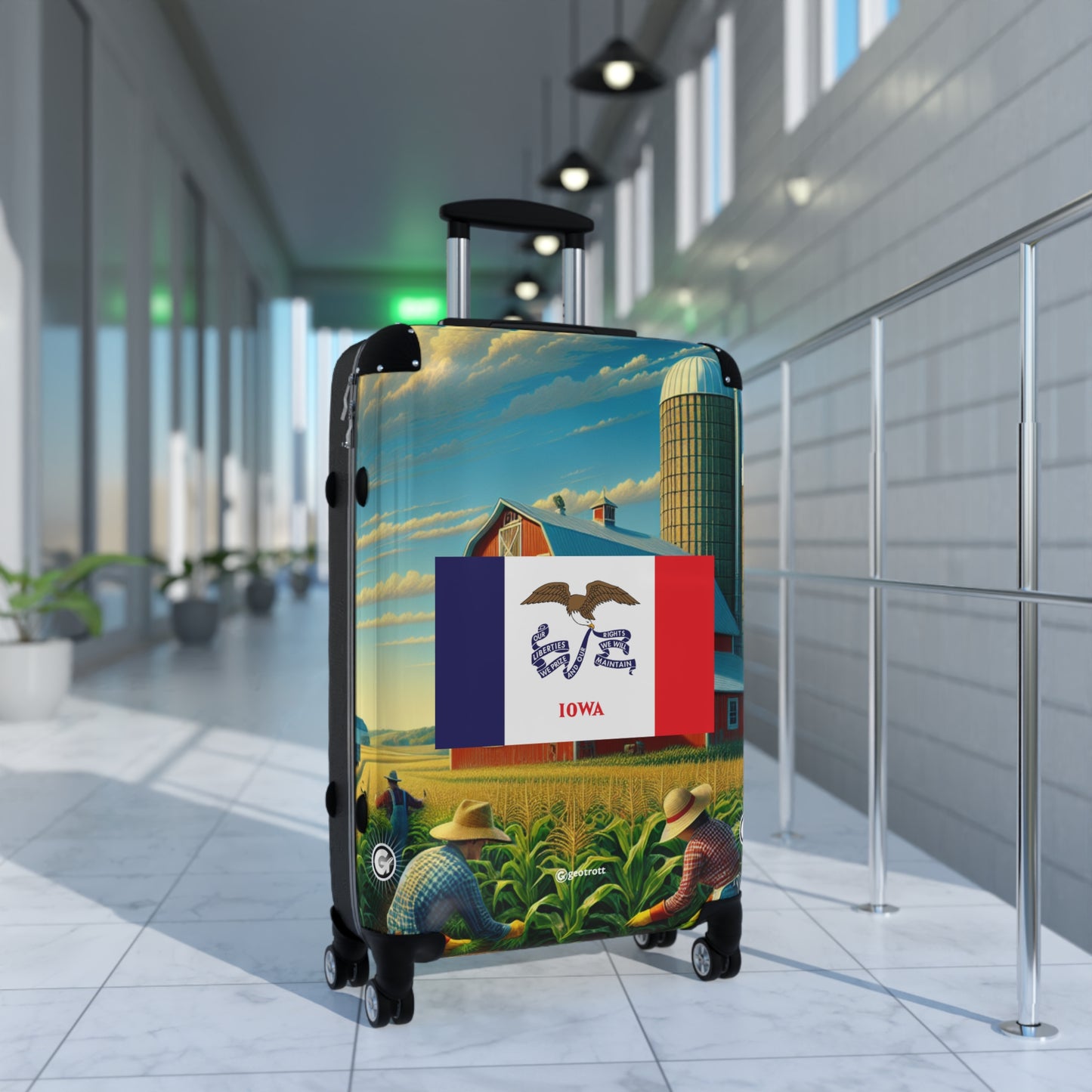 Iowa Usa State Flags Luggage Bag Rolling Suitcase Spinner