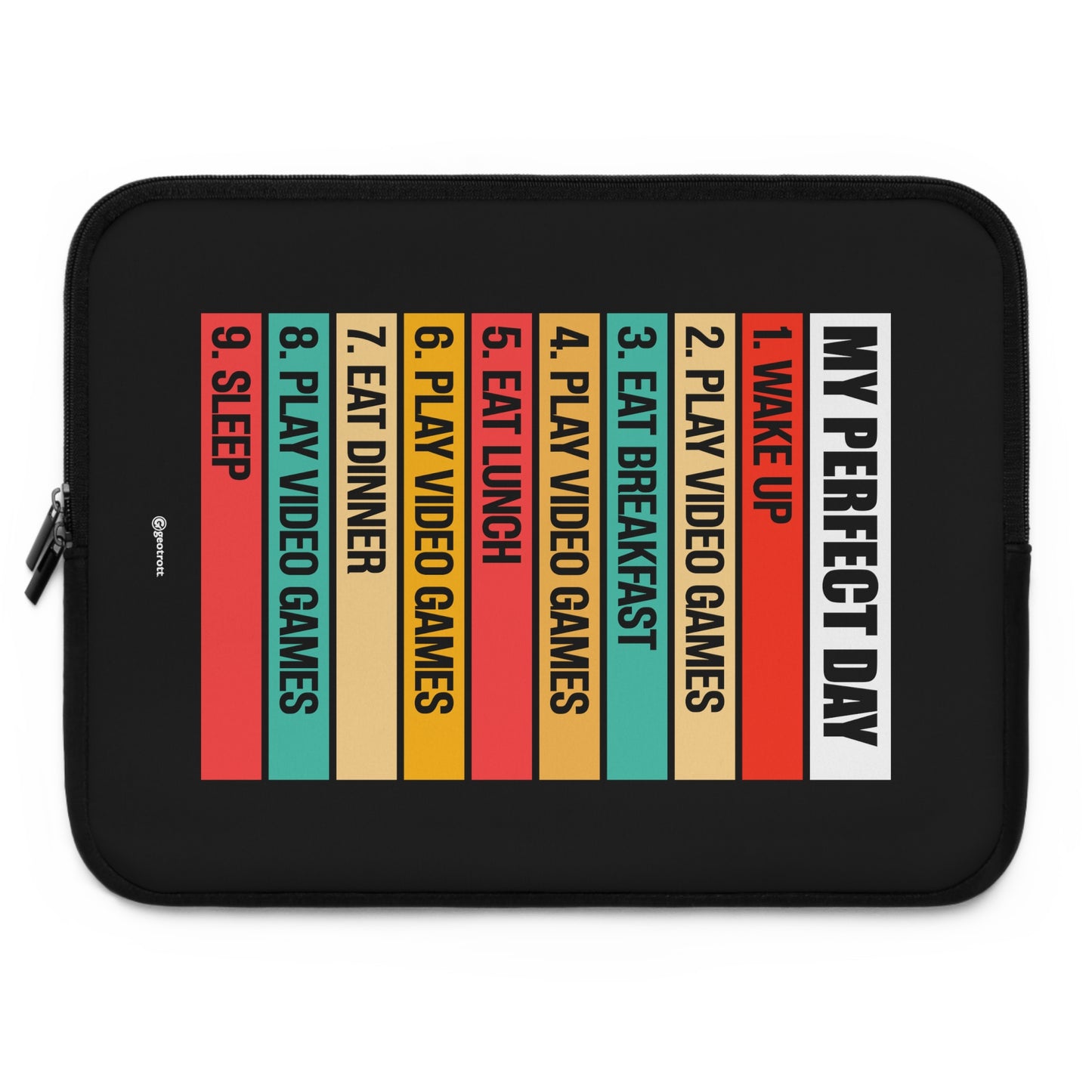 My Perfect Day Wake Up Eat Play Video Games Breakfast Lunch Dinner Sleep Gamer Gaming Lightweight Smooth Neoprene Laptop Sleeve