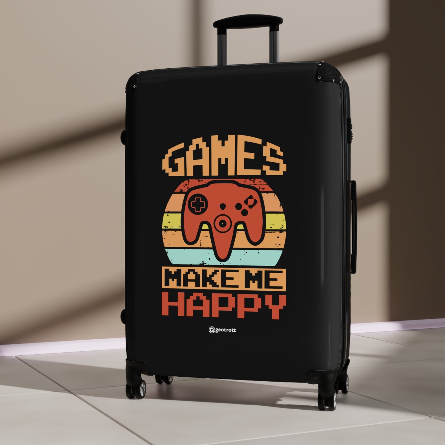 Games Make me Happy Gamer Gaming Suitcase-Bags-Geotrott