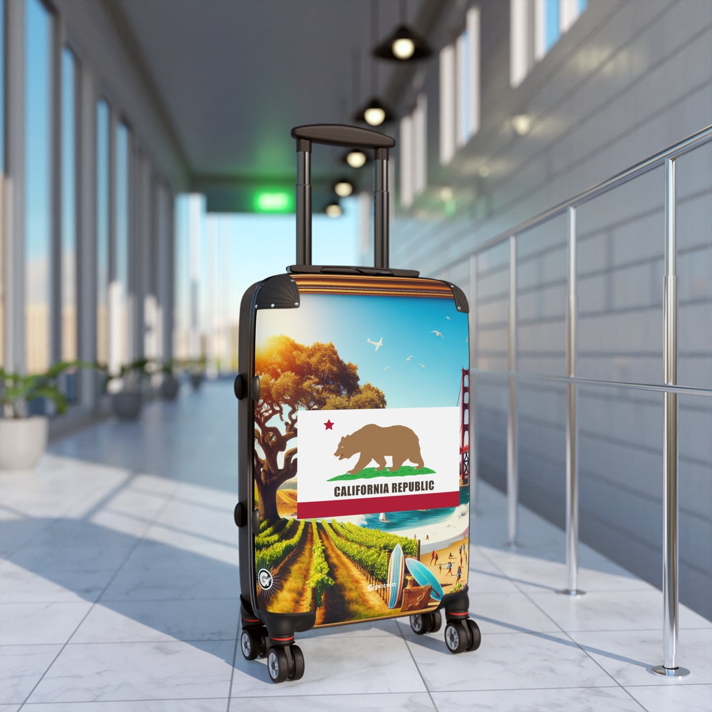 California Usa State Flags Luggage Bag Rolling Suitcase Spinner
