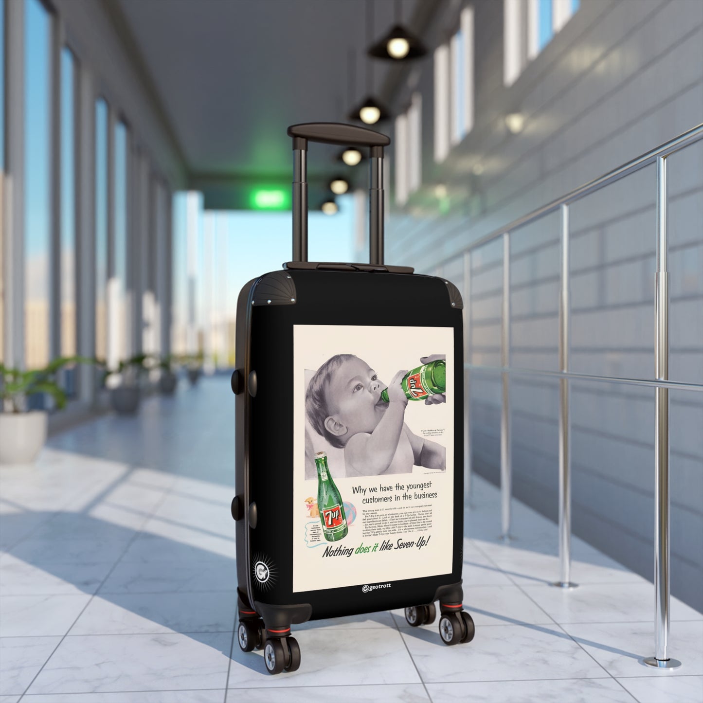 Nothing Does It Like Sevenup 7Up Soda Drink Vintage Posters Retro Ad Luggage Bag Rolling Suitcase Spinner