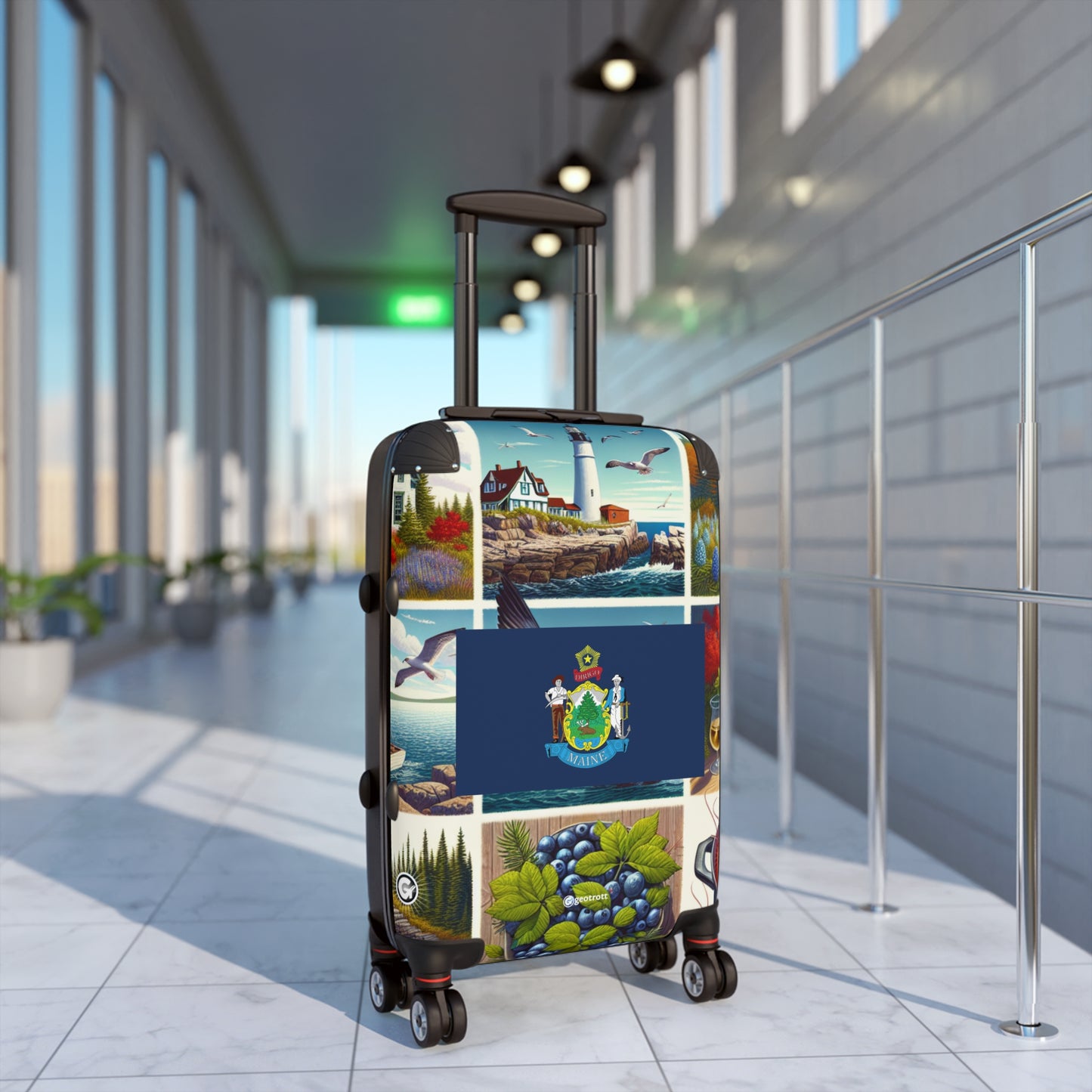Maine Usa State Flags Luggage Bag Rolling Suitcase Spinner