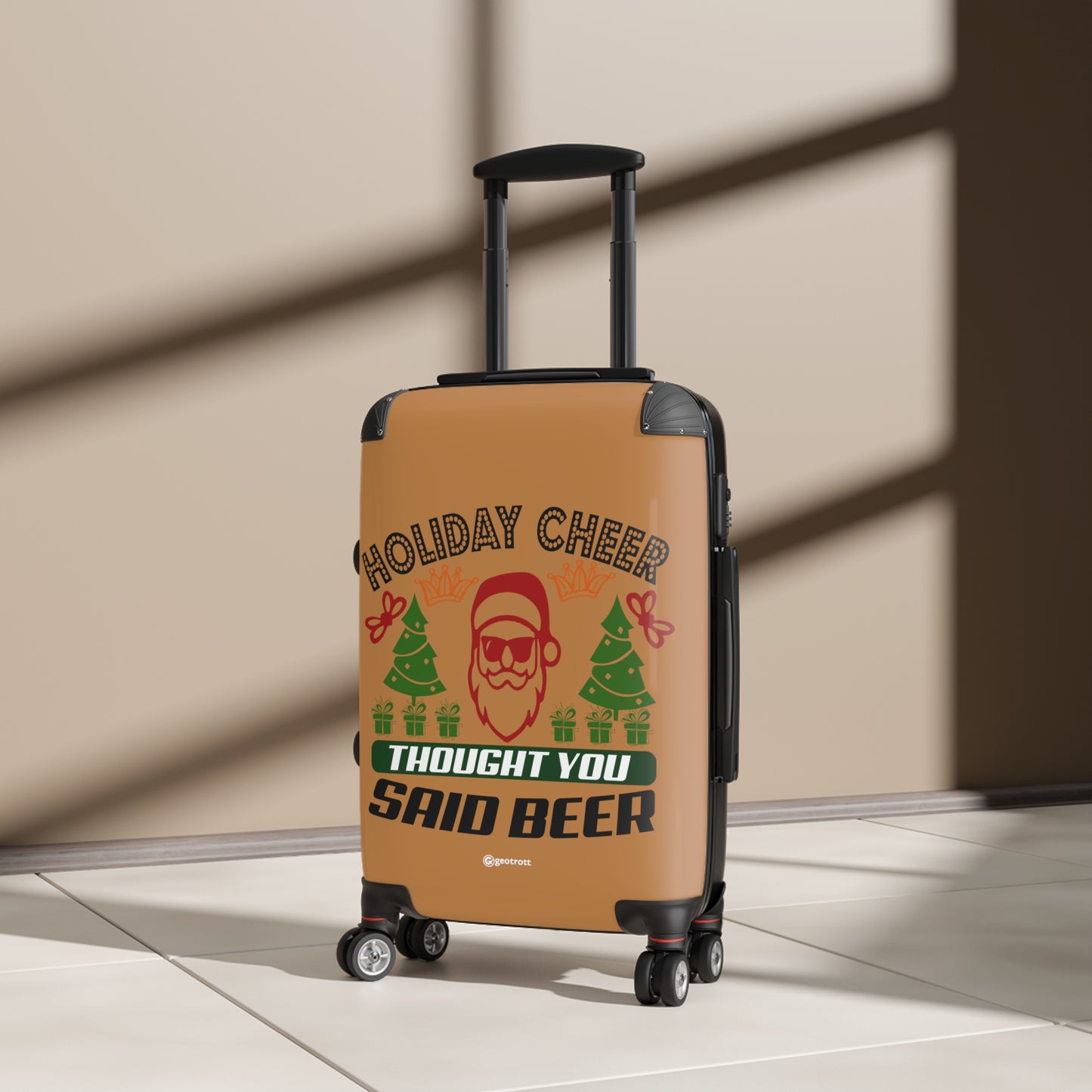 Holiday Cheer Thought You Said Beer Christmas Season Santa Claus Luggage Bag Rolling Suitcase Spinner