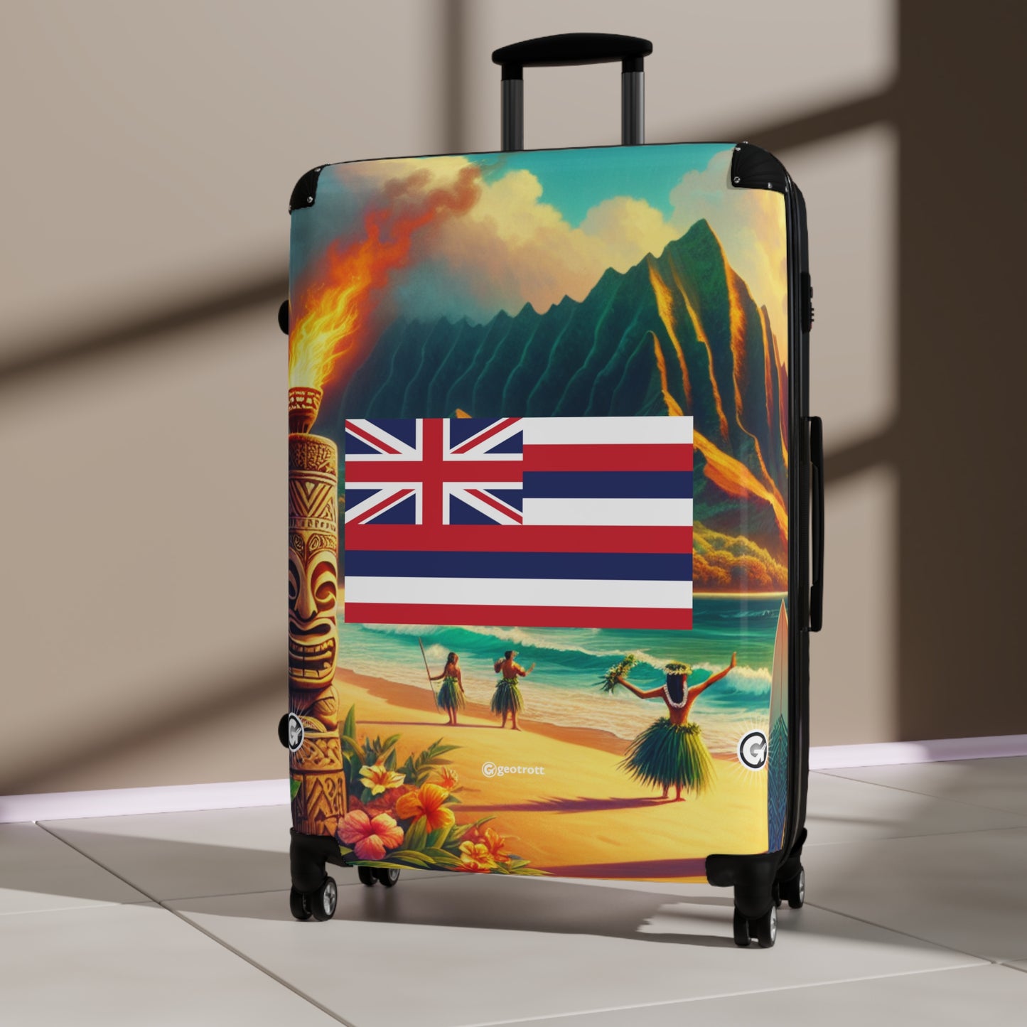 Hawaii Usa State Flags Luggage Bag Rolling Suitcase Spinner